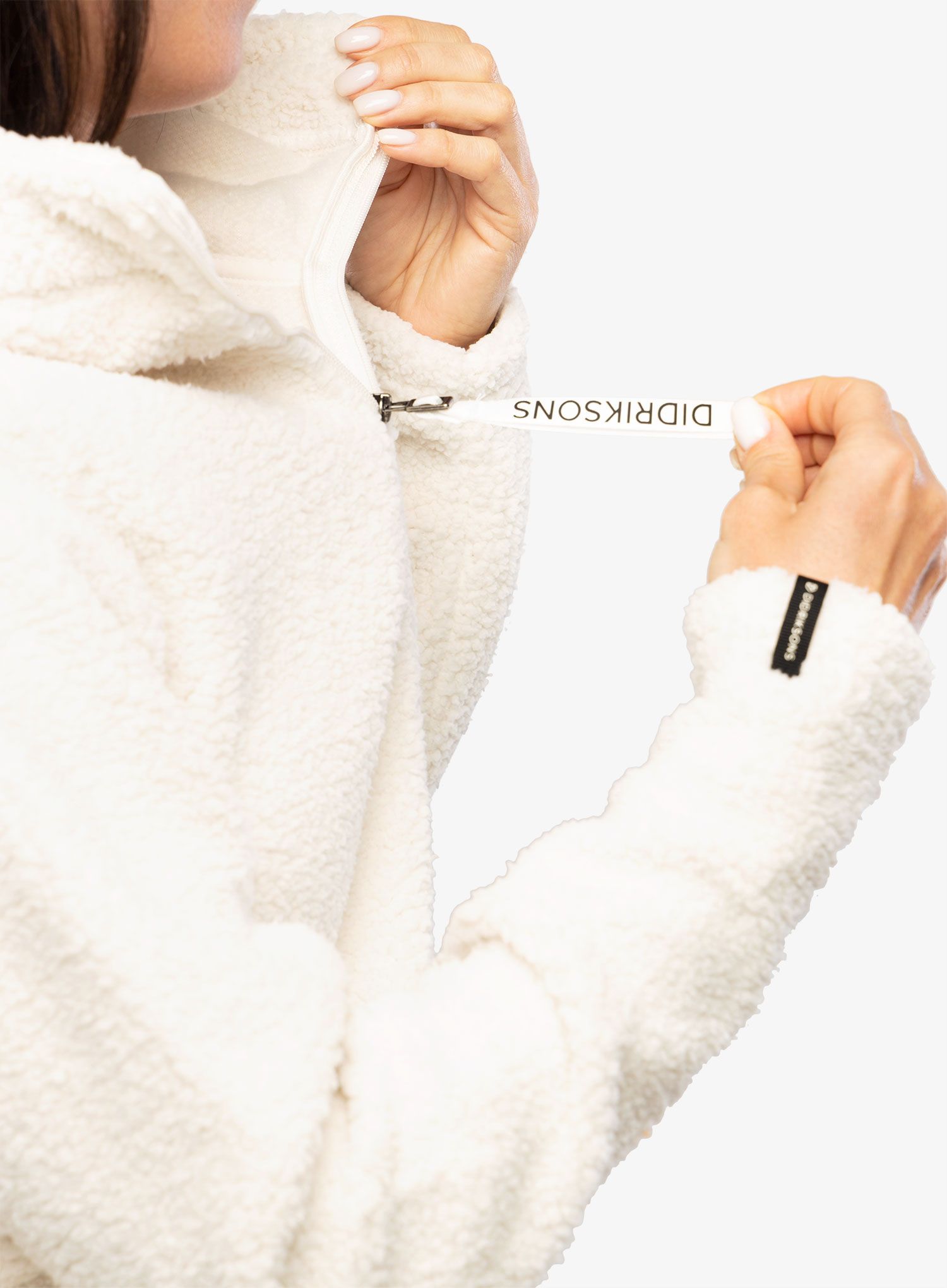 Ženski flis s kapuco Didriksons Anniken Full Zip 2 - shell white