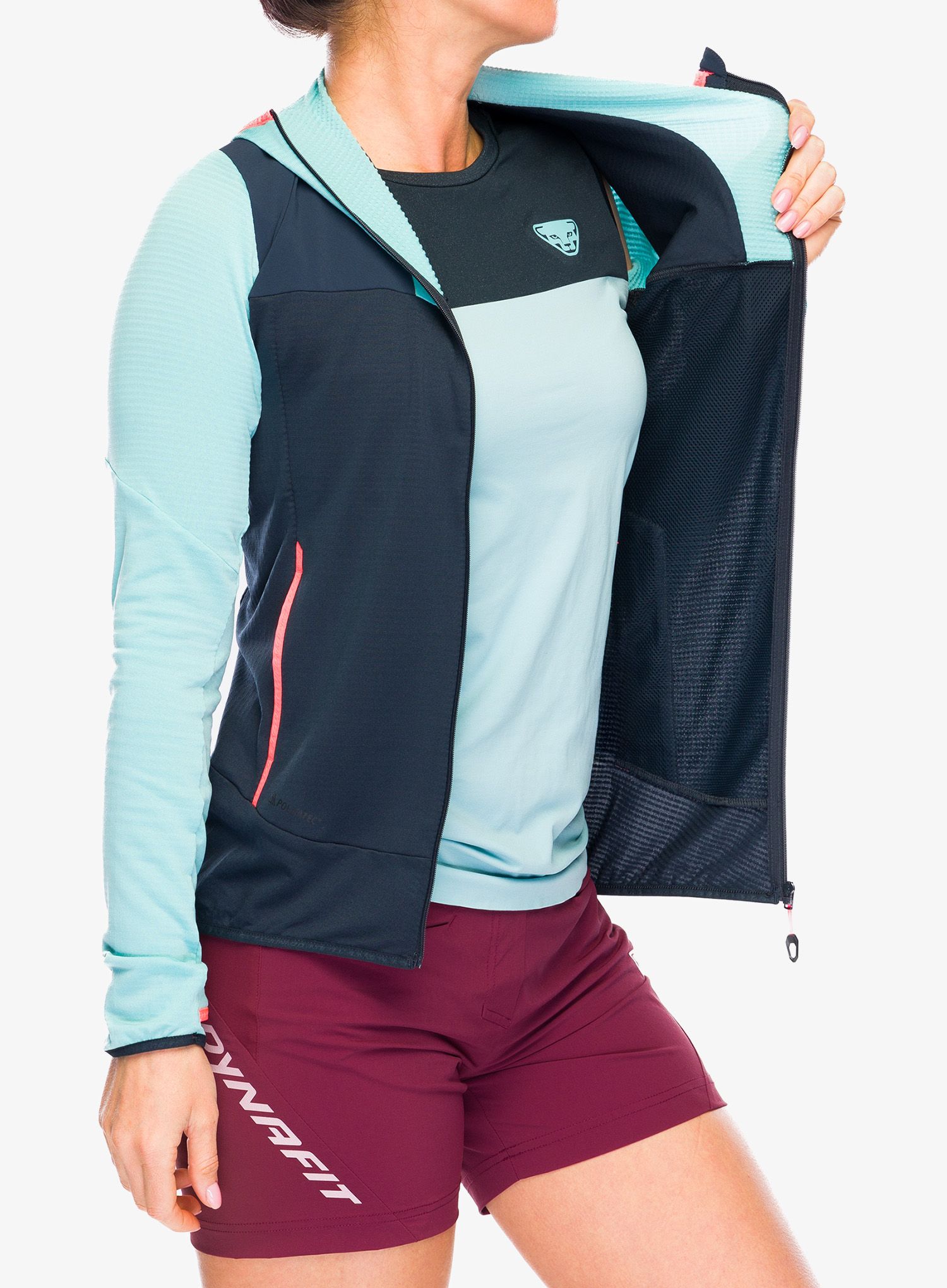 Ženska jopa s kapuco Dynafit Traverse Ptc Hooded JKT - marine blue/blueberry