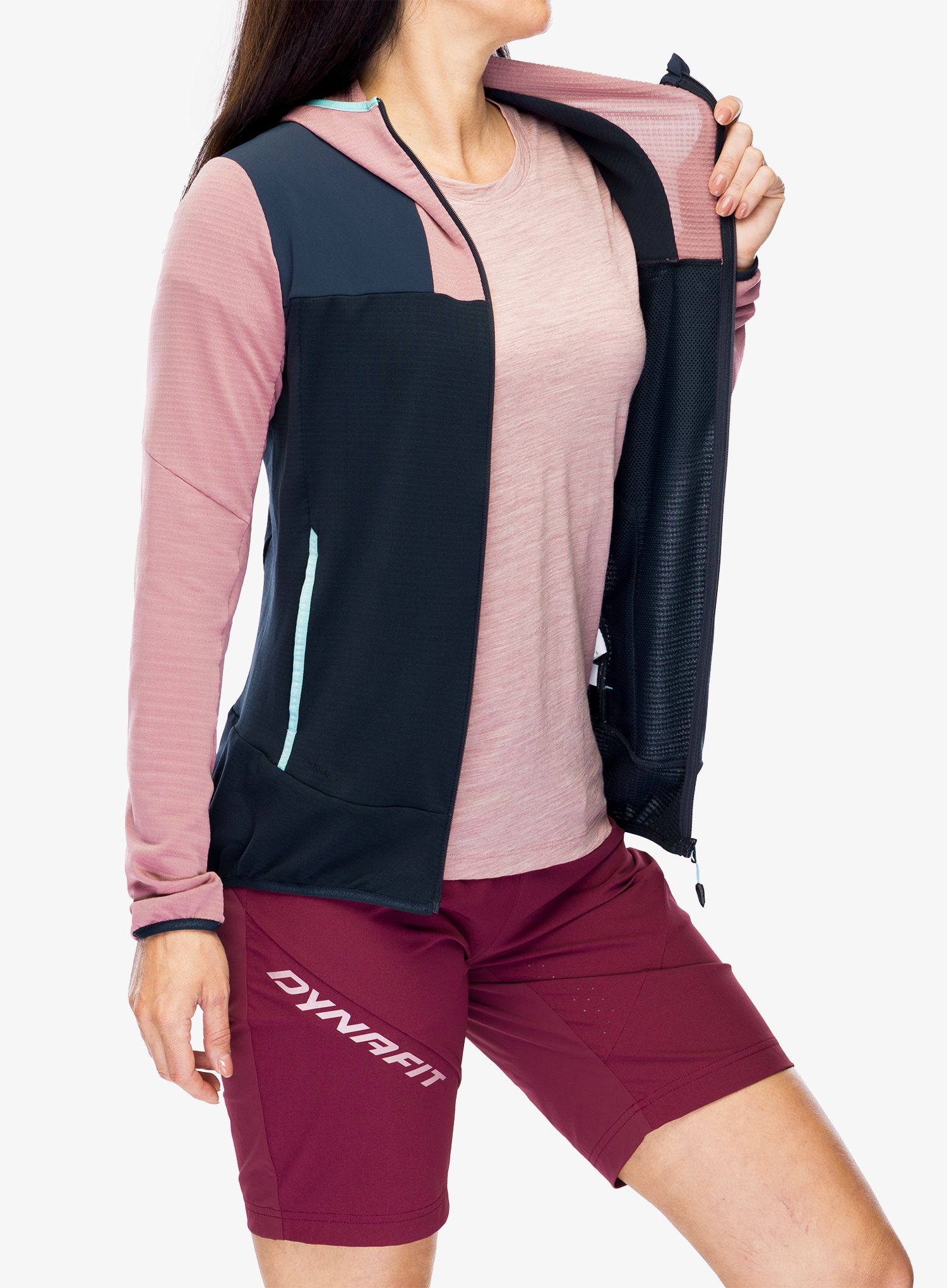 Ženska jopica Dynafit Traverse Ptc Hooded JKT - mokarosa