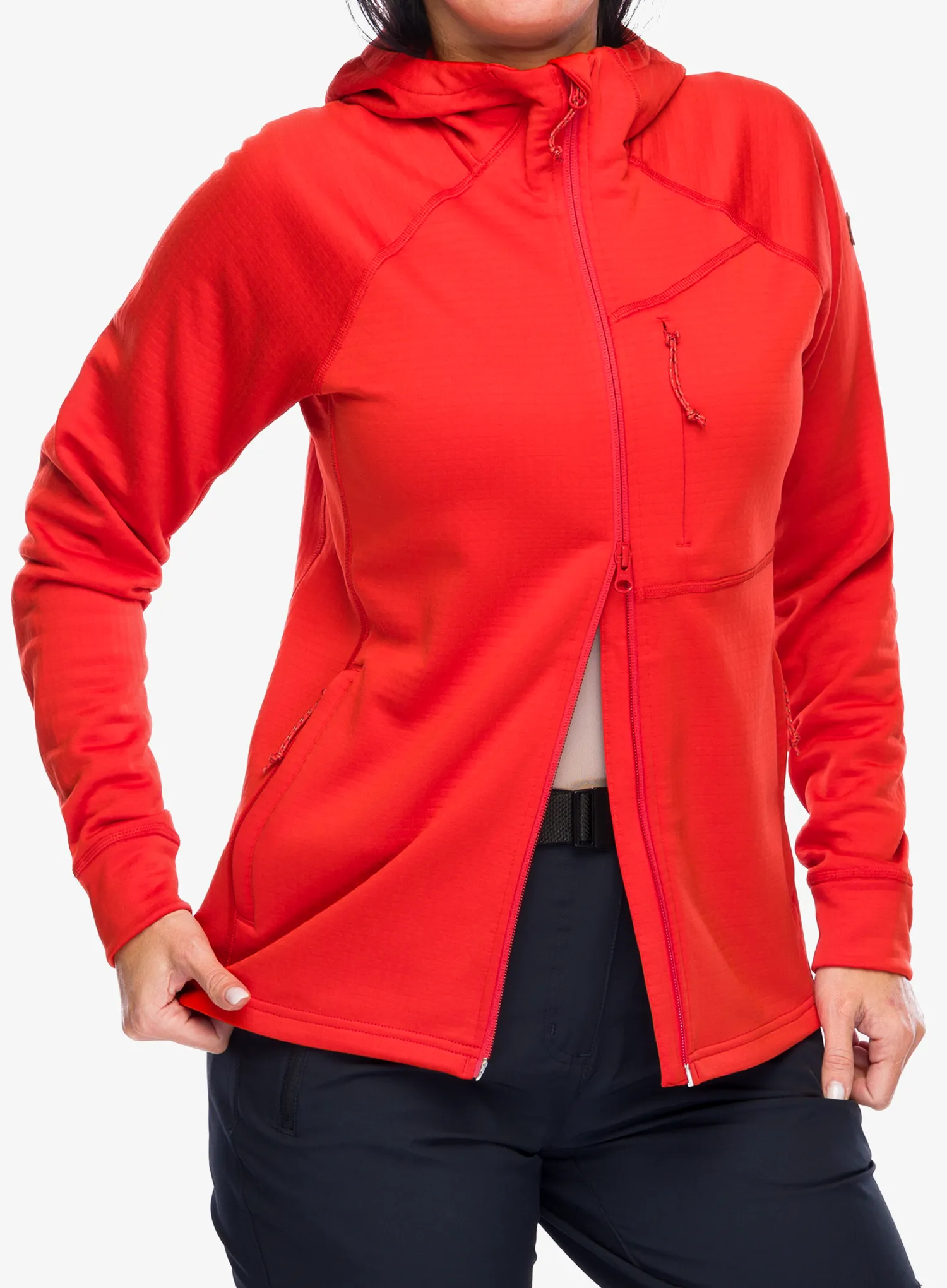 Ženski flis Fjallraven Abisko Grid Fleece Hoodie - flame orange