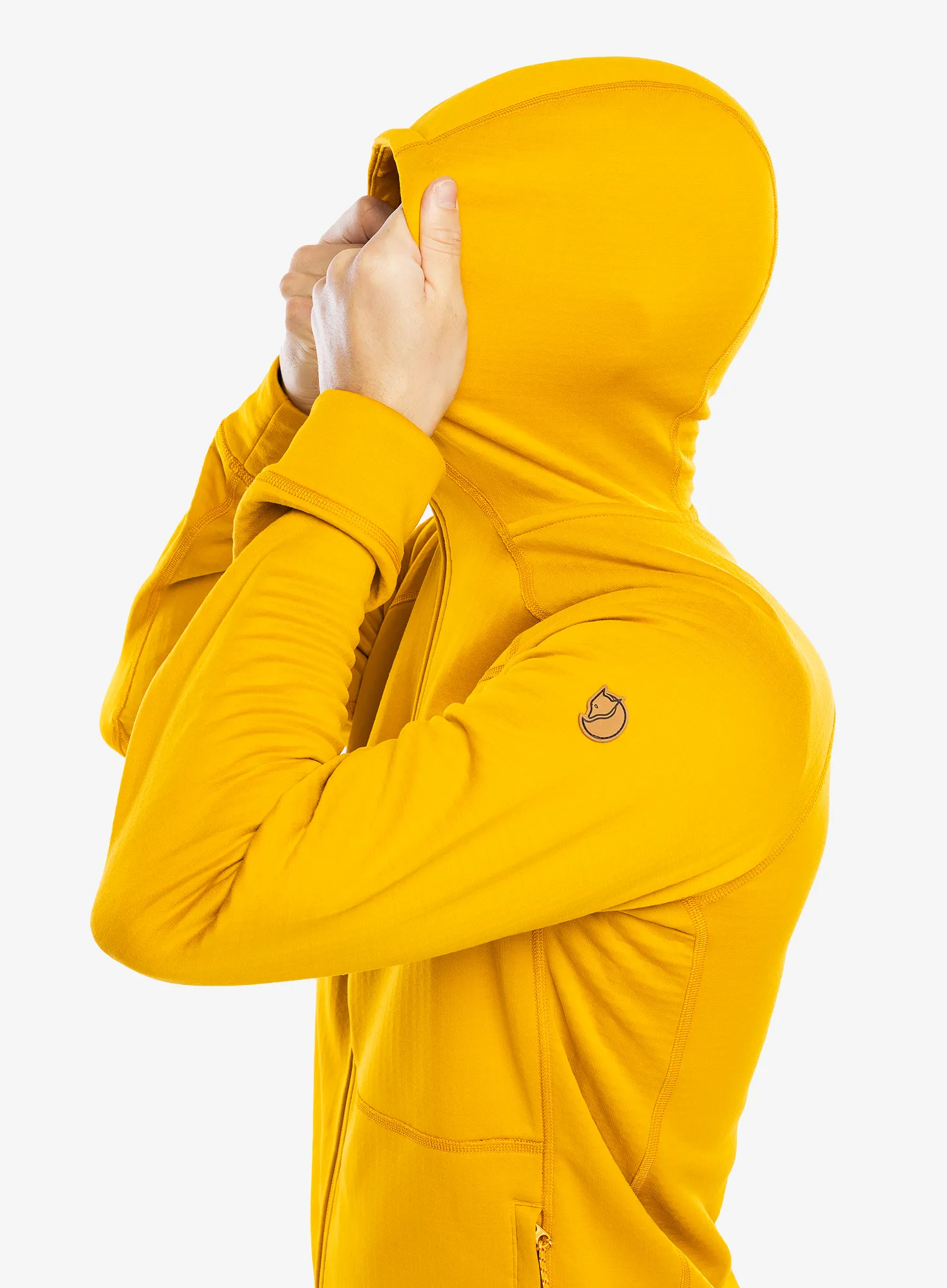 Flis Fjallraven Abisko Grid Fleece Hoodie - mustard yellow