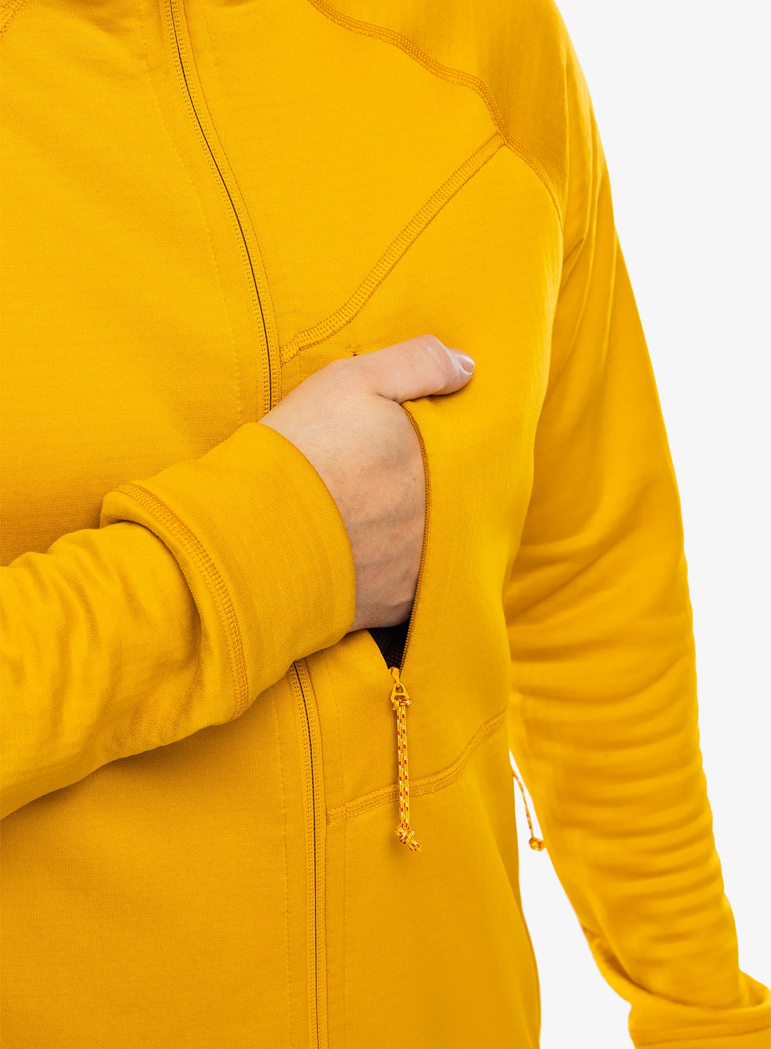 Flis Fjallraven Abisko Grid Fleece Hoodie - mustard yellow