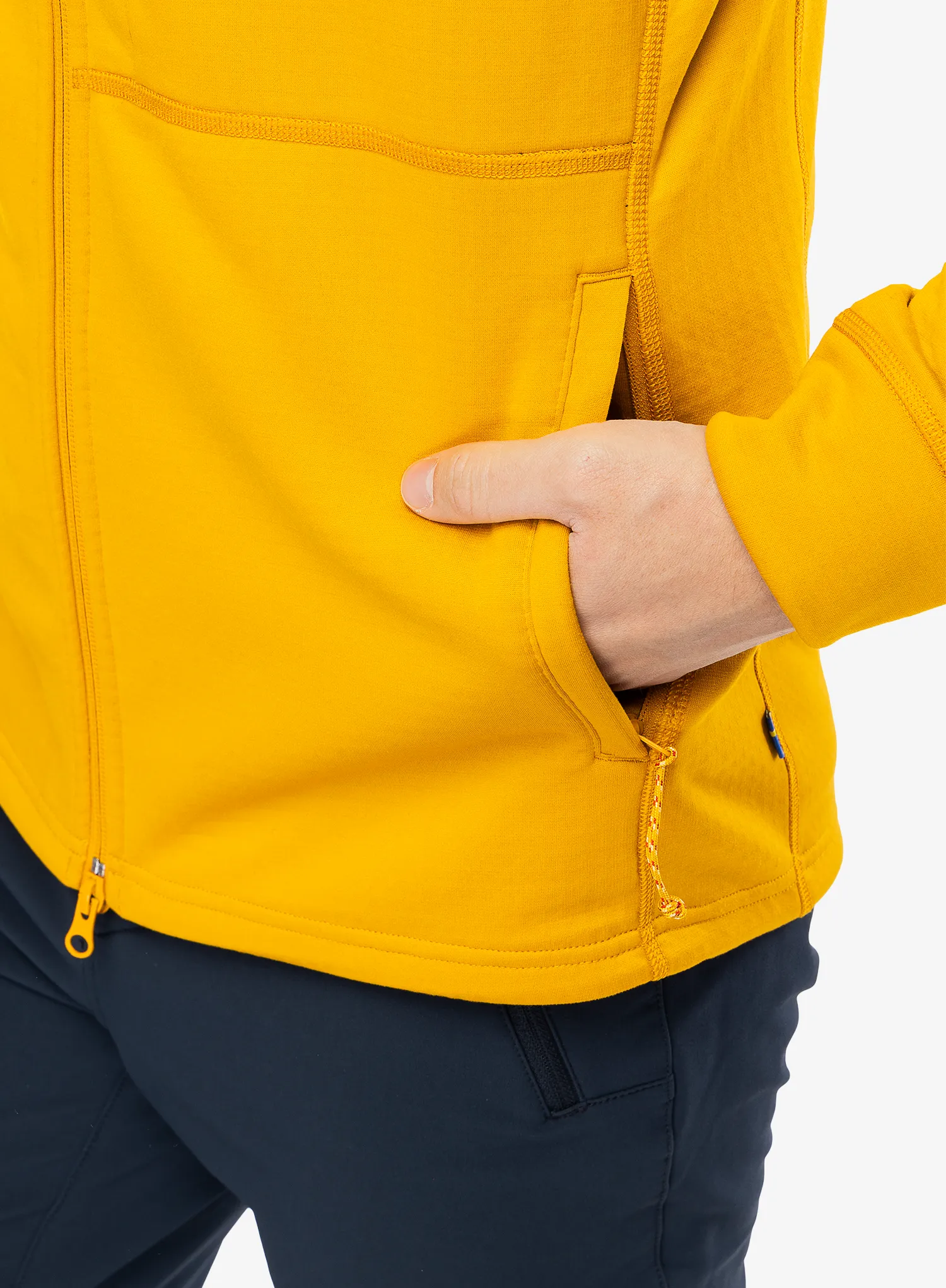 Flis Fjallraven Abisko Grid Fleece Hoodie - mustard yellow