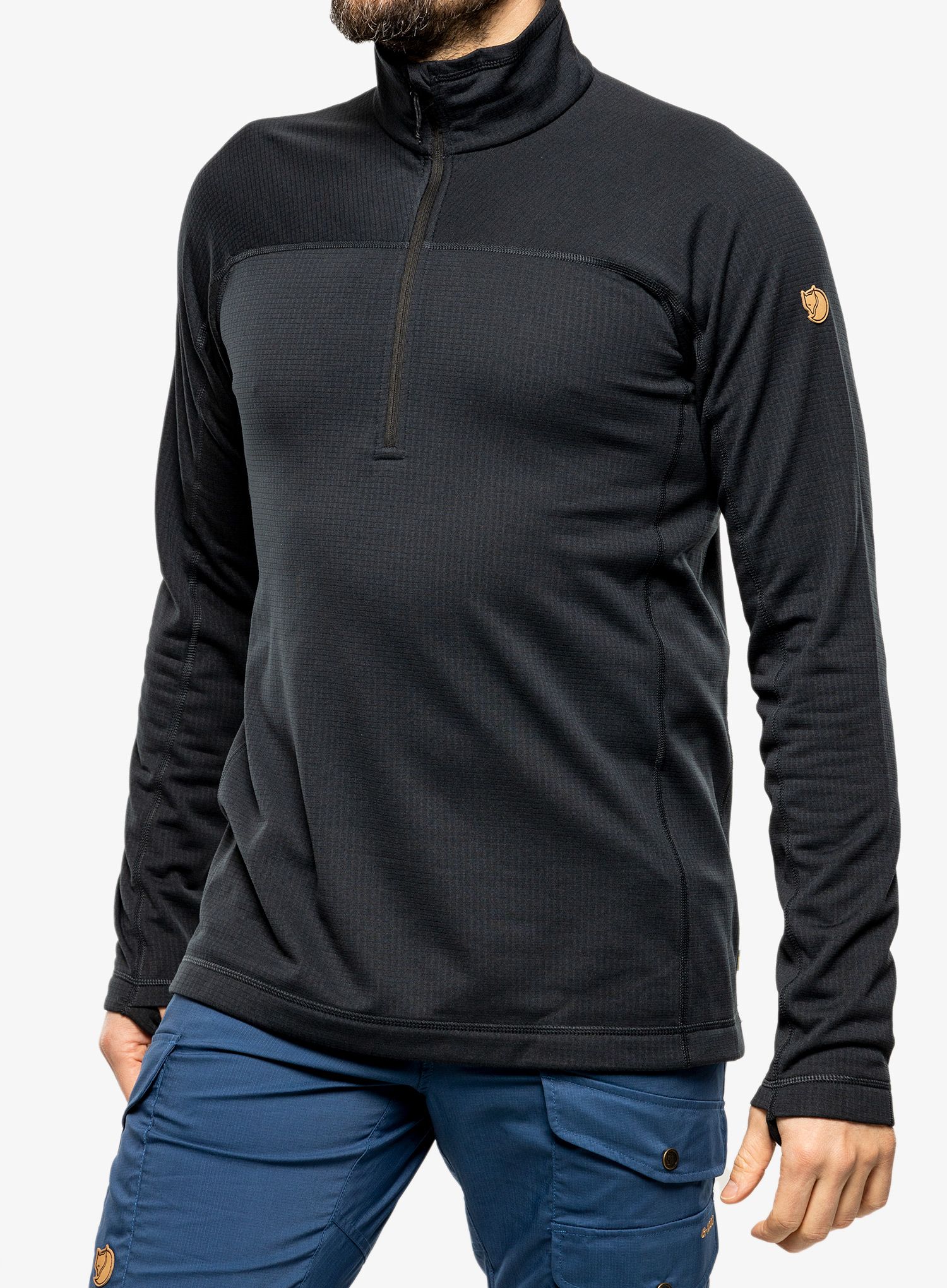 Flis Fjallraven Abisko Lite Fleece Half Zip - black