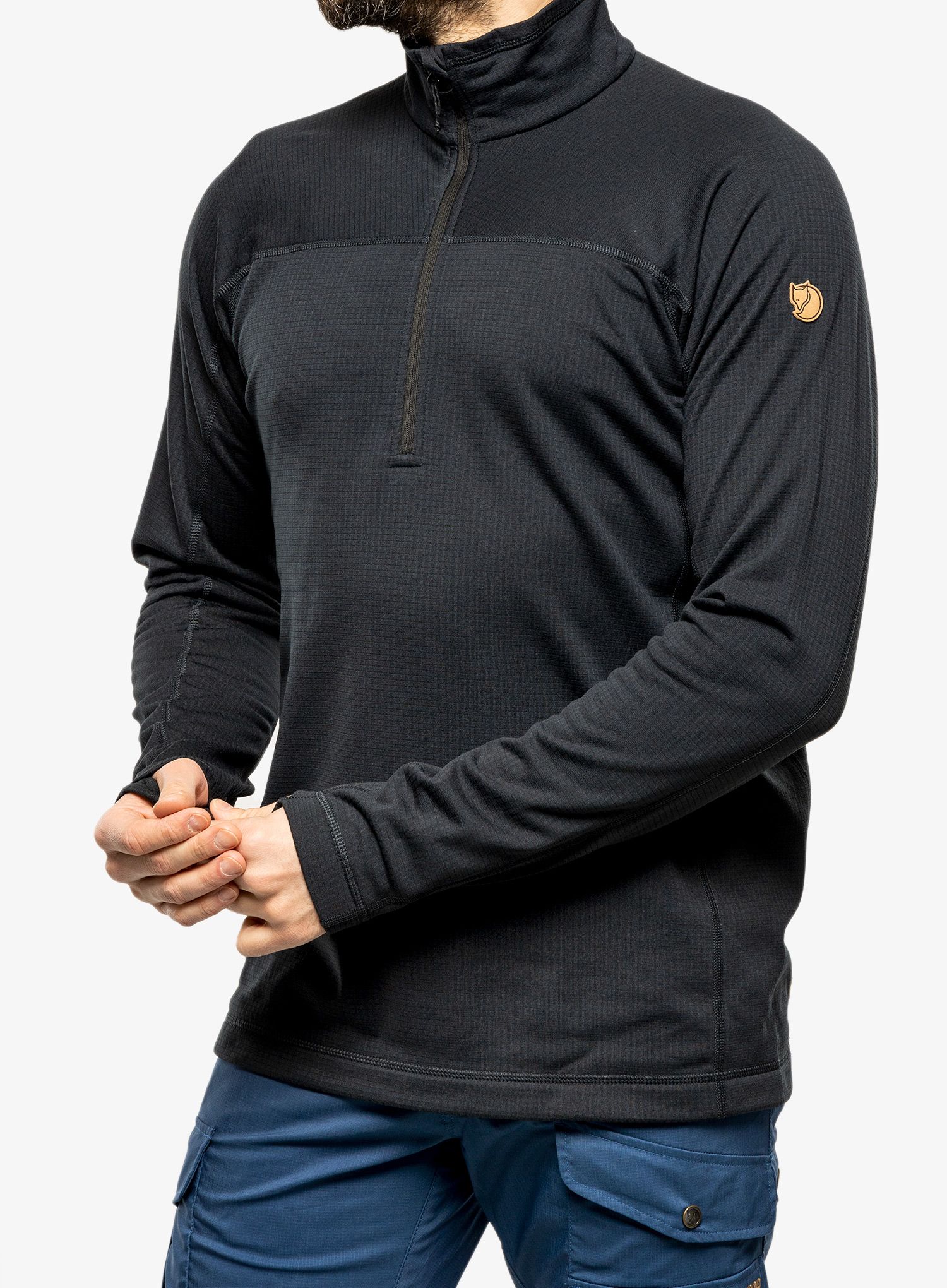 Flis Fjallraven Abisko Lite Fleece Half Zip - black