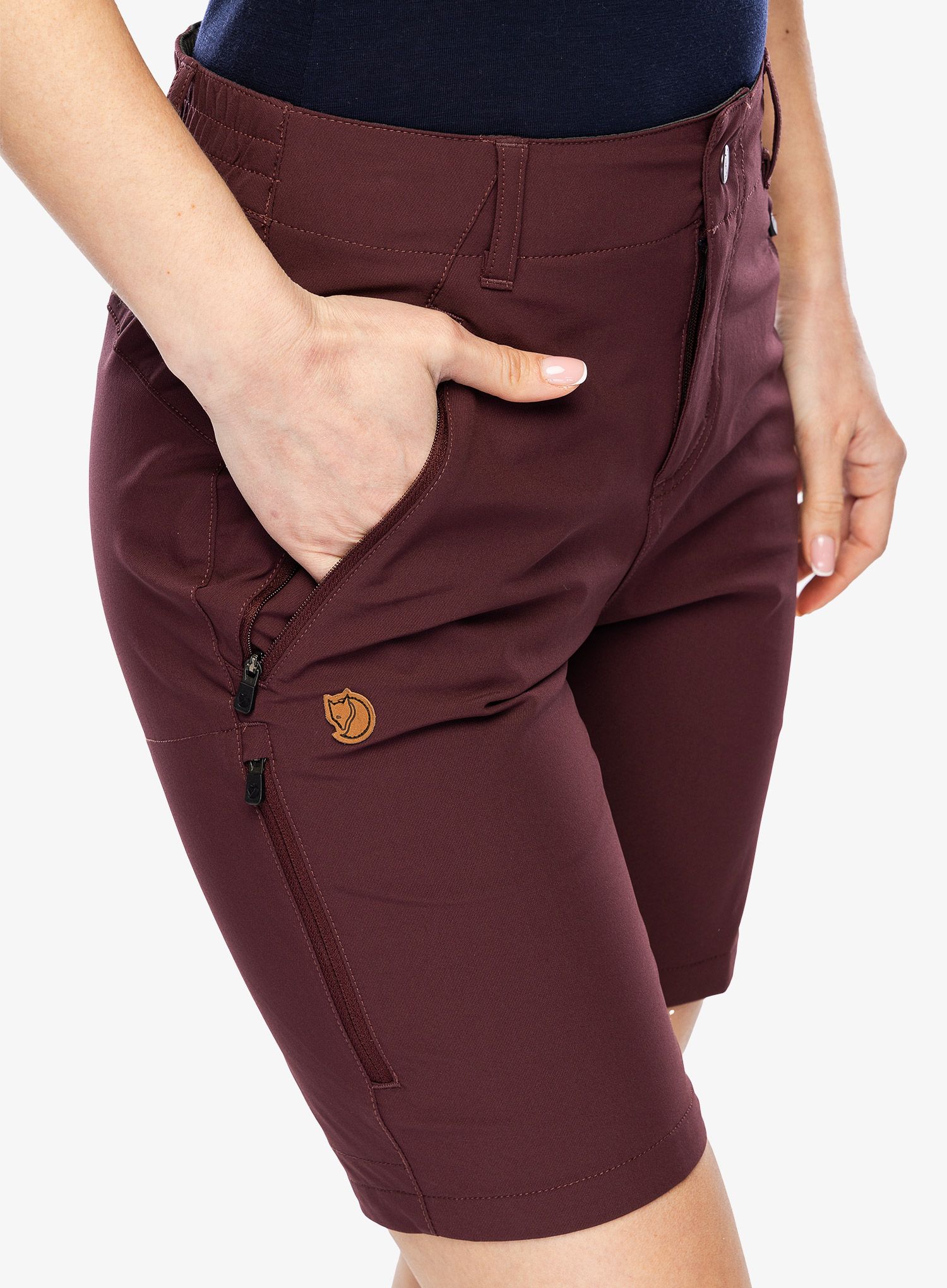 Ženske pohodniške kratke hlače Fjallraven Abisko Trail Stretch Shorts - port