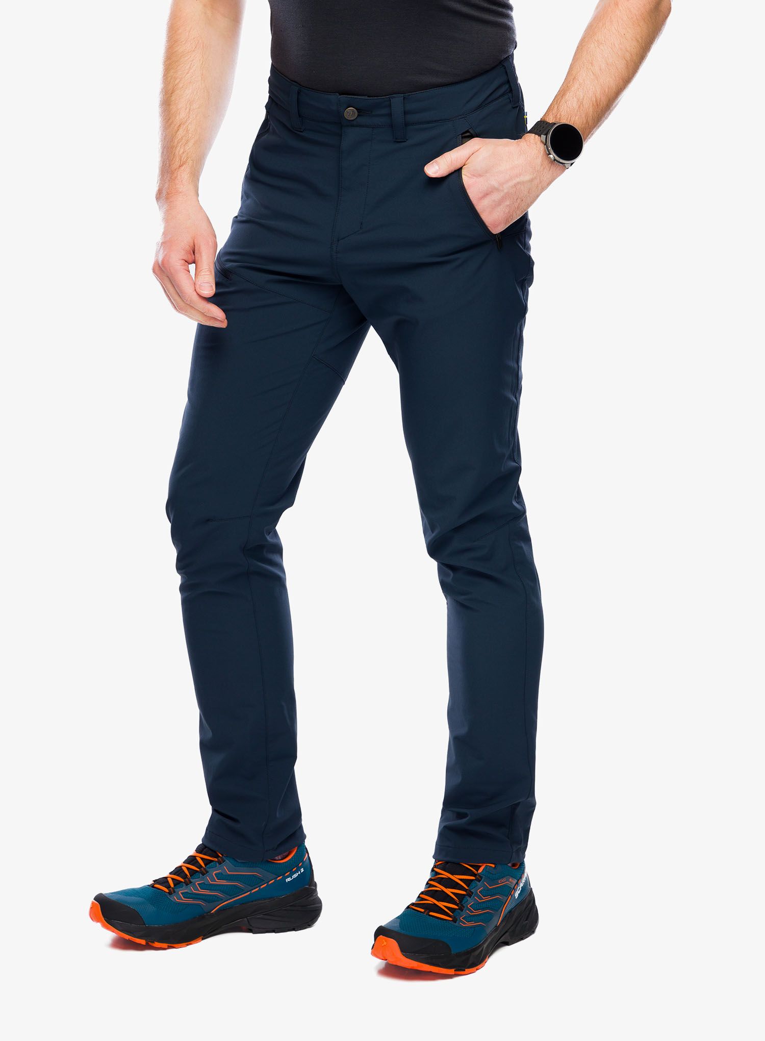 Pohodne hlače Fjallraven Abisko Trail Stretch Trousers - dark navy