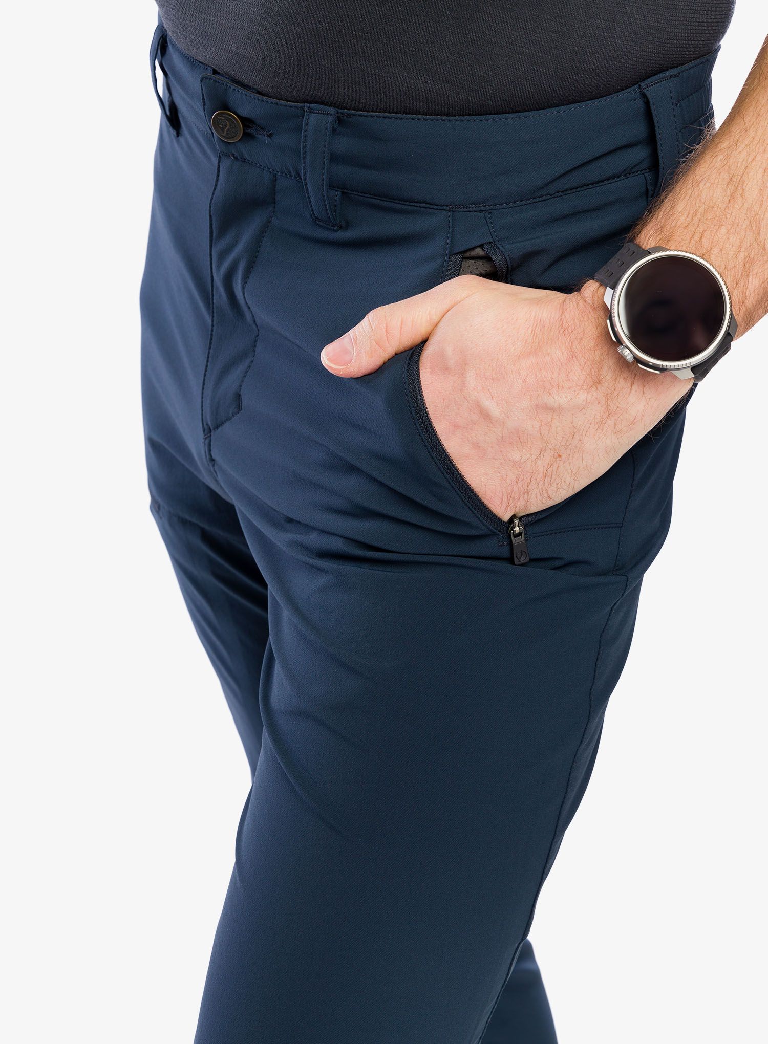 Pohodne hlače Fjallraven Abisko Trail Stretch Trousers - dark navy