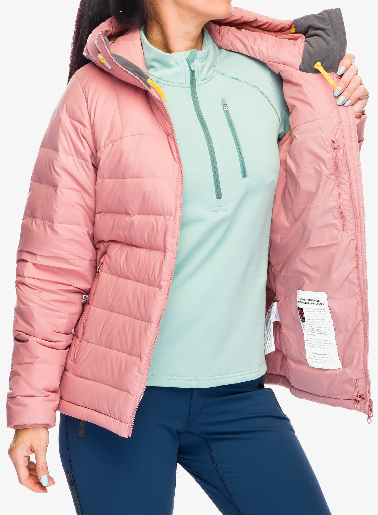 Ženska puhovka Fjallraven Expedition Pack Down Hoodie - dusty rose