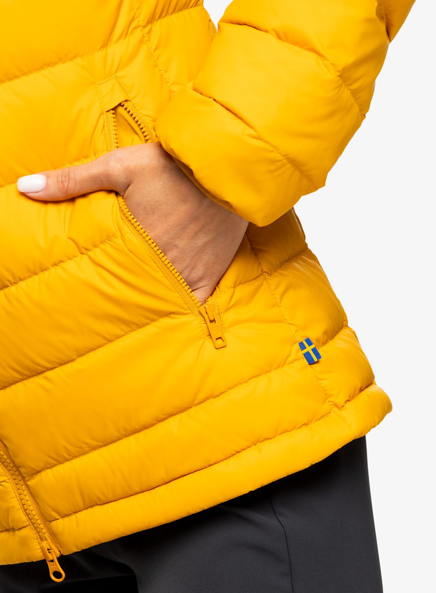 Ženska jakna Fjallraven Expedition Pack Down Hoodie - mustard yellow