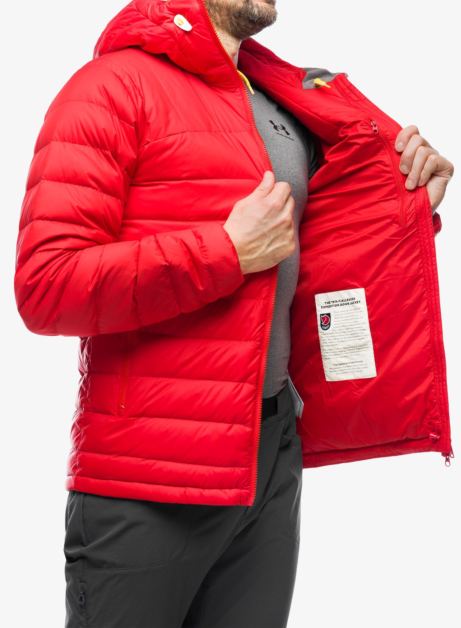 Puhovka Fjallraven Expedition Pack Down Hoodie - true red