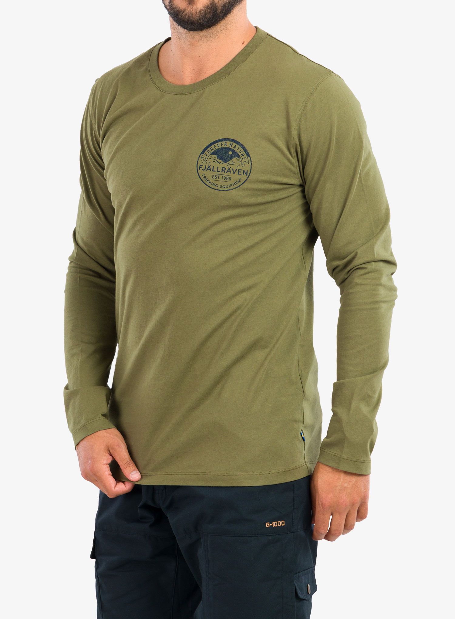 Majica z dolgimi rokavi Fjallraven Forever Nature Badge L/S - caper green