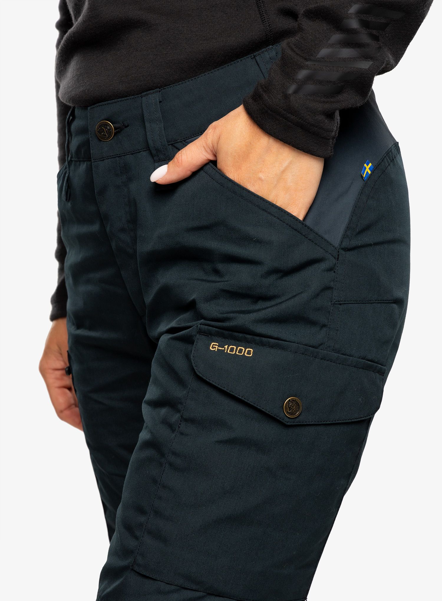 Ženske hlače Fjallraven Kaipak Trousers Curved - dark navy
