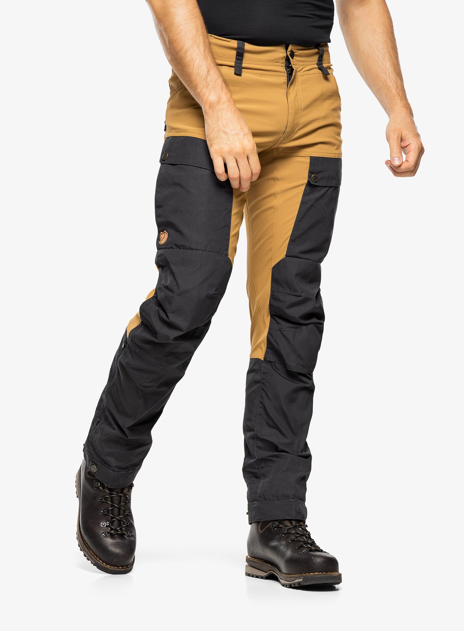 Pohodne hlače Fjallraven Keb Trousers - dark grey/buckwheat brown