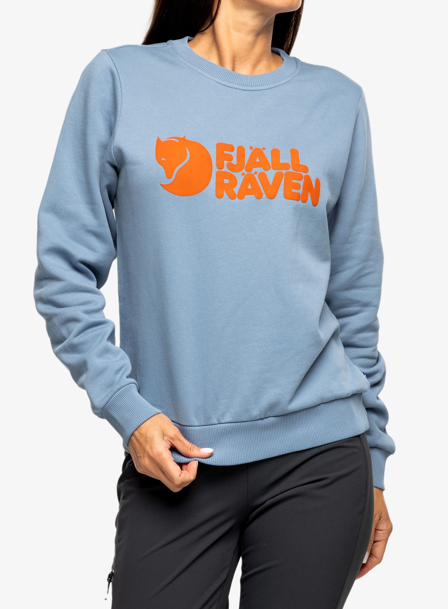 Ženska jopica Fjallraven Logo Sweater - dawn blue/terracotta brown