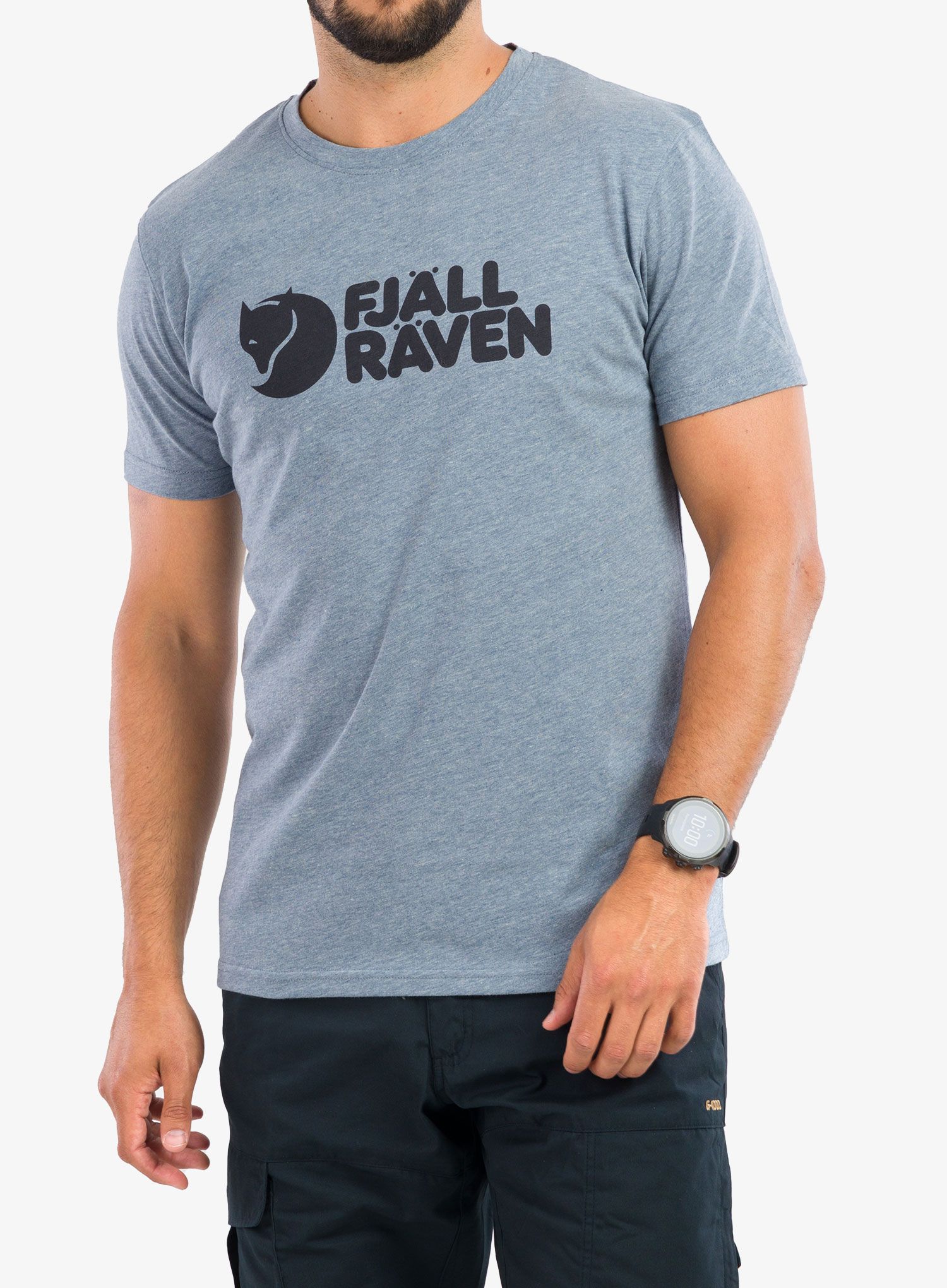 Moška majica Fjallraven Logo T-shirt - uncle blue/melange