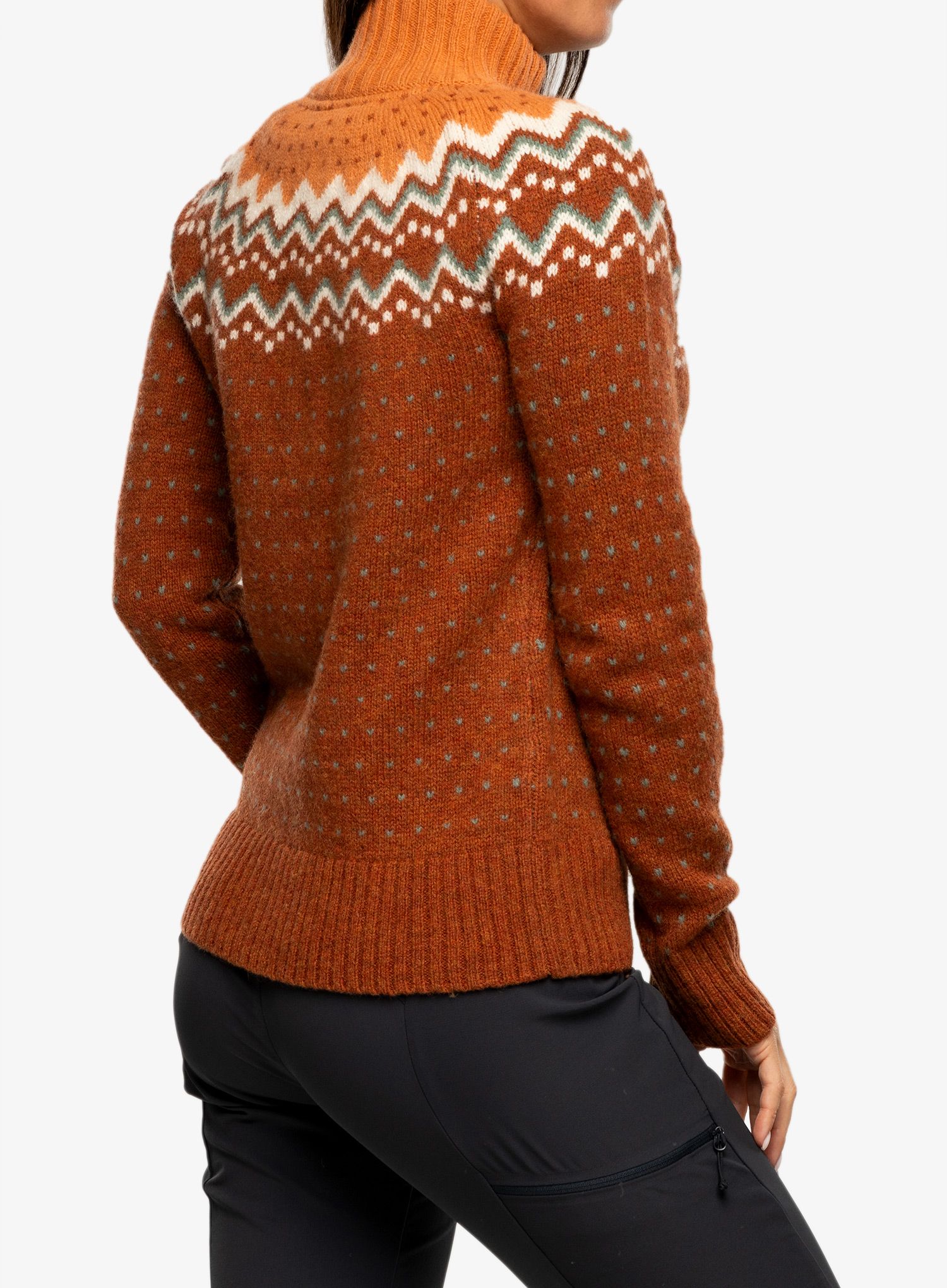 Ženski pulover Fjallraven Ovik Knit Cardigan - autumn leaf/desert brown