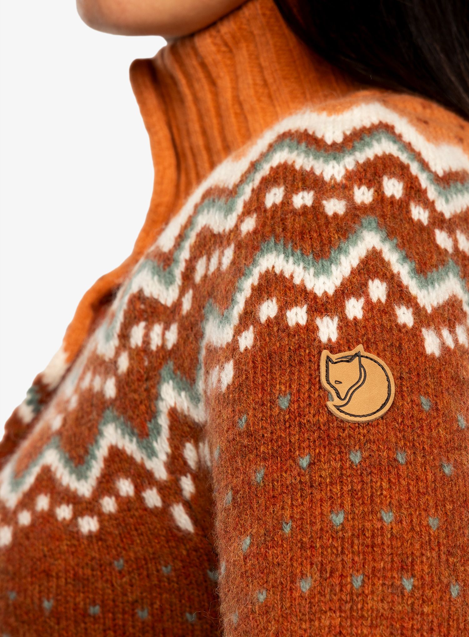 Ženski pulover Fjallraven Ovik Knit Cardigan - autumn leaf/desert brown