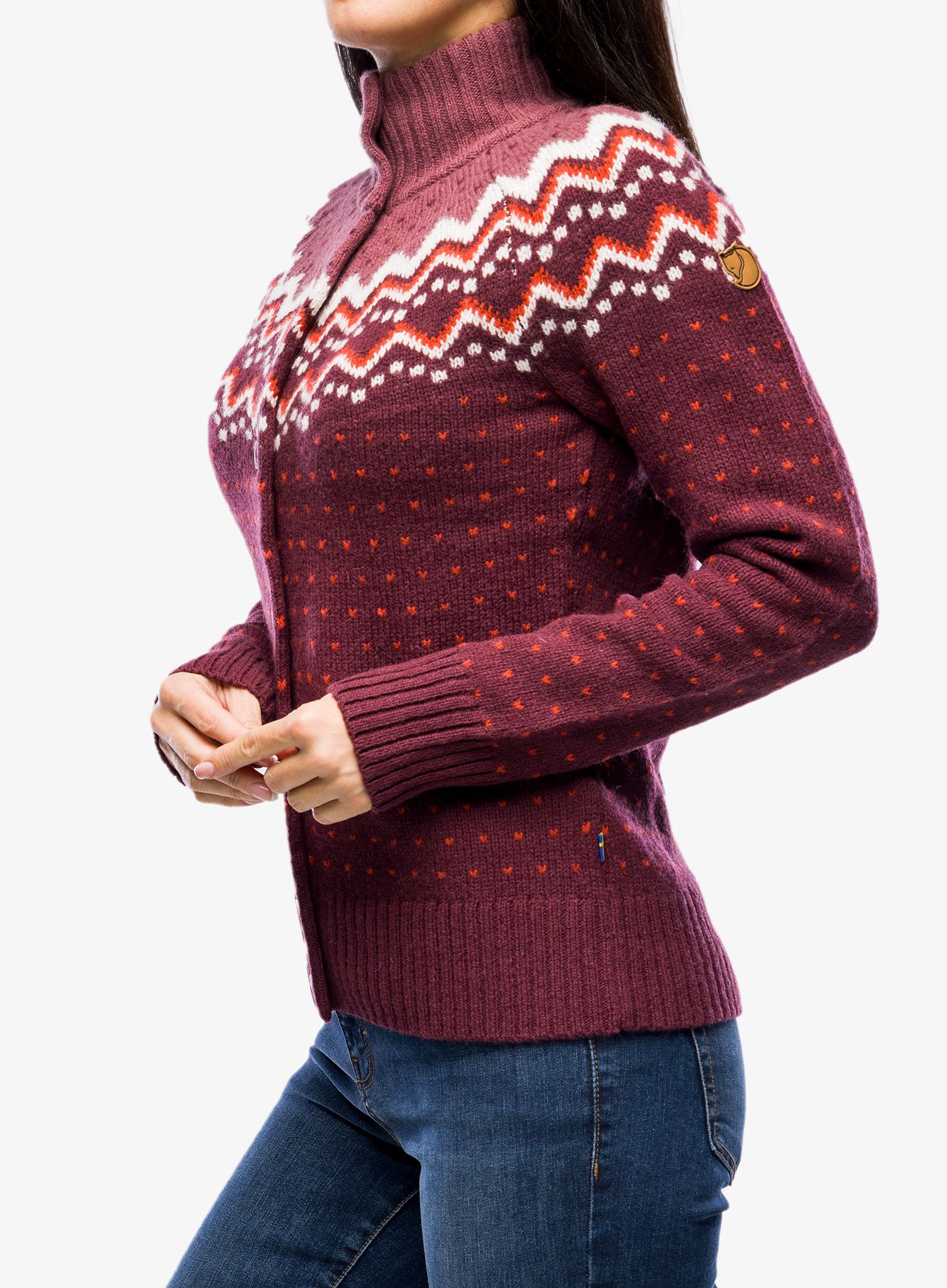 Ženski pulover Fjallraven Ovik Knit Cardigan - dark garnet