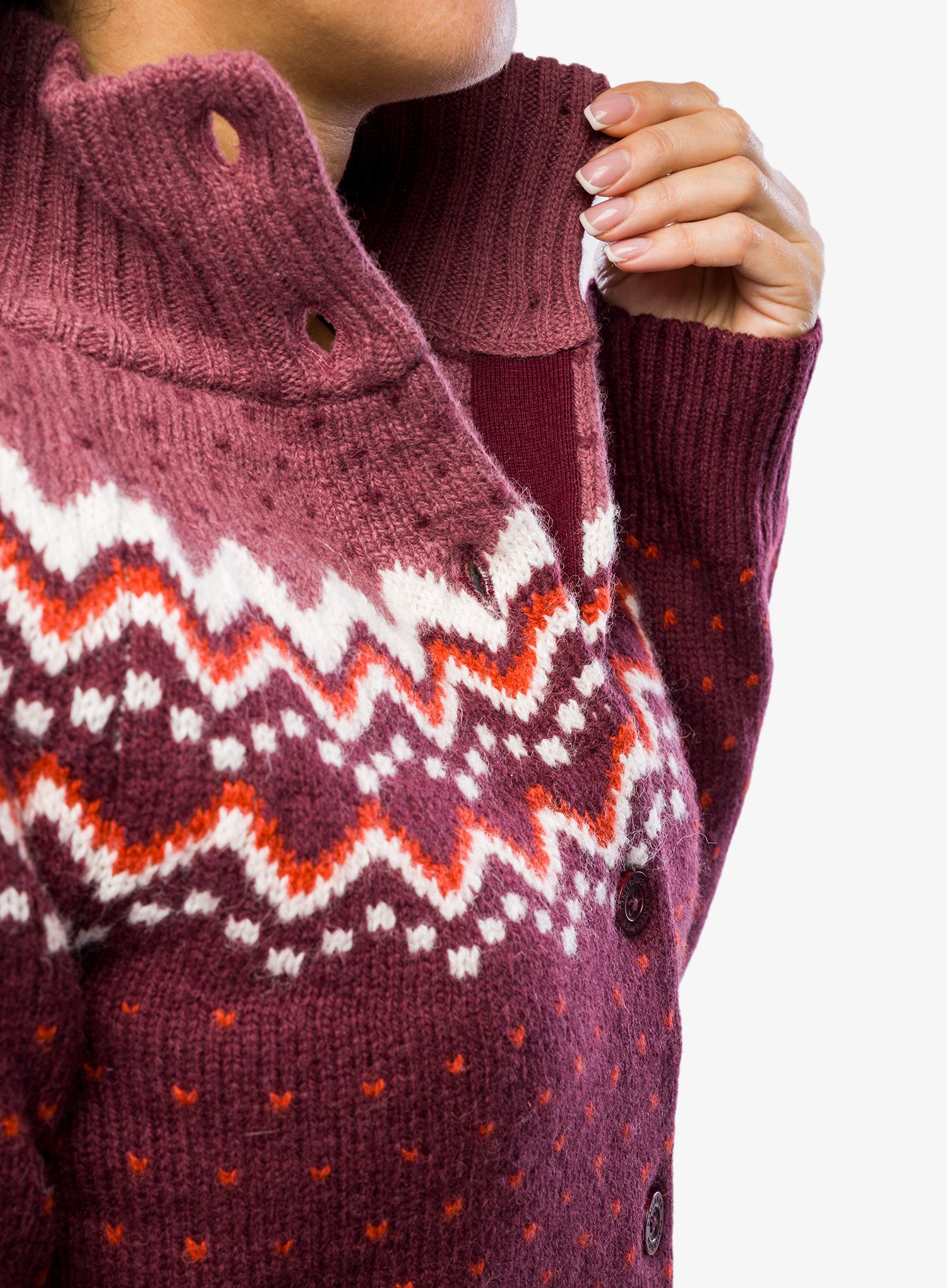 Ženski pulover Fjallraven Ovik Knit Cardigan - dark garnet