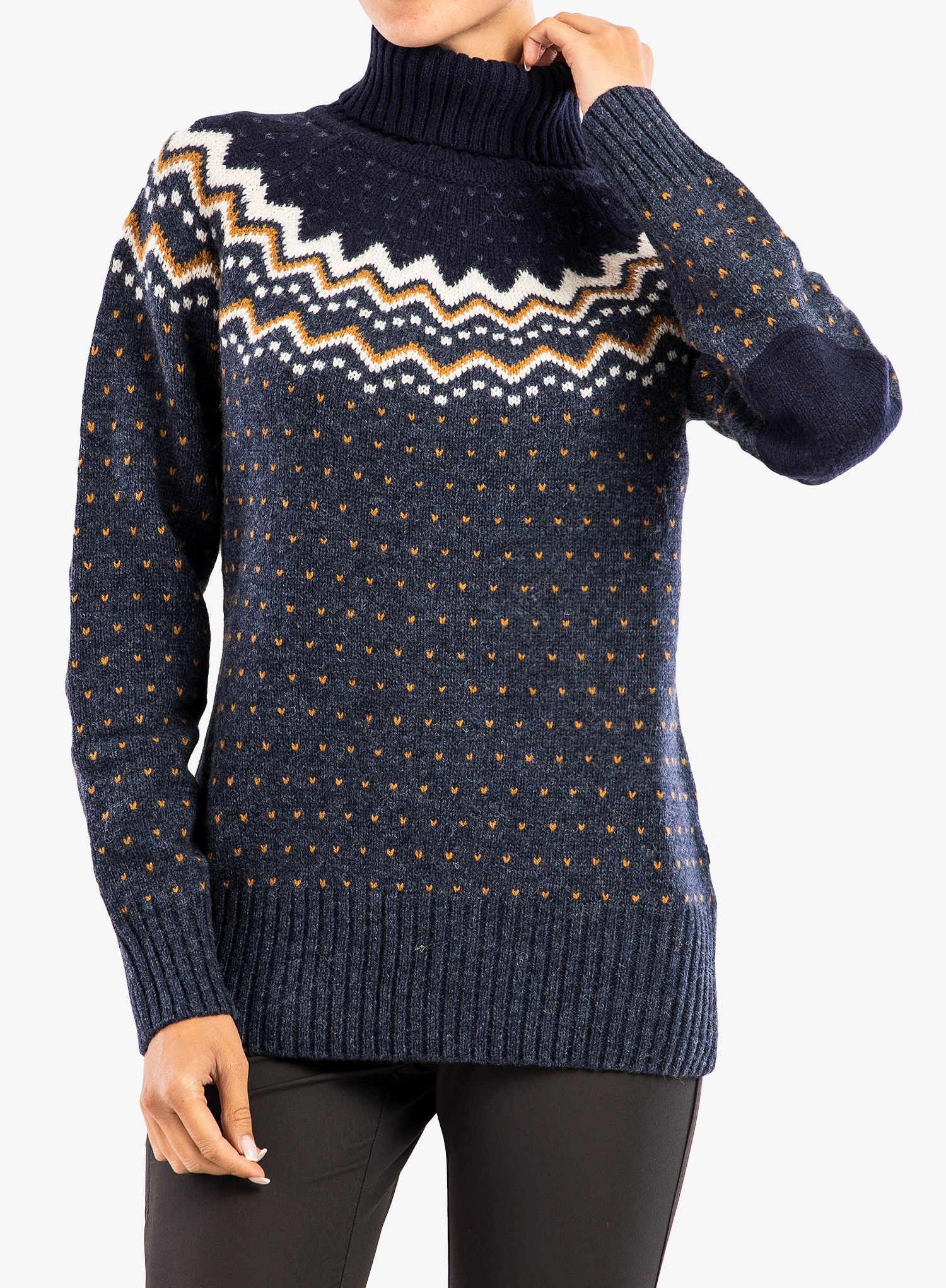 Ženski pulover Fjallraven Övik Knit Roller Neck - navy-dark navy