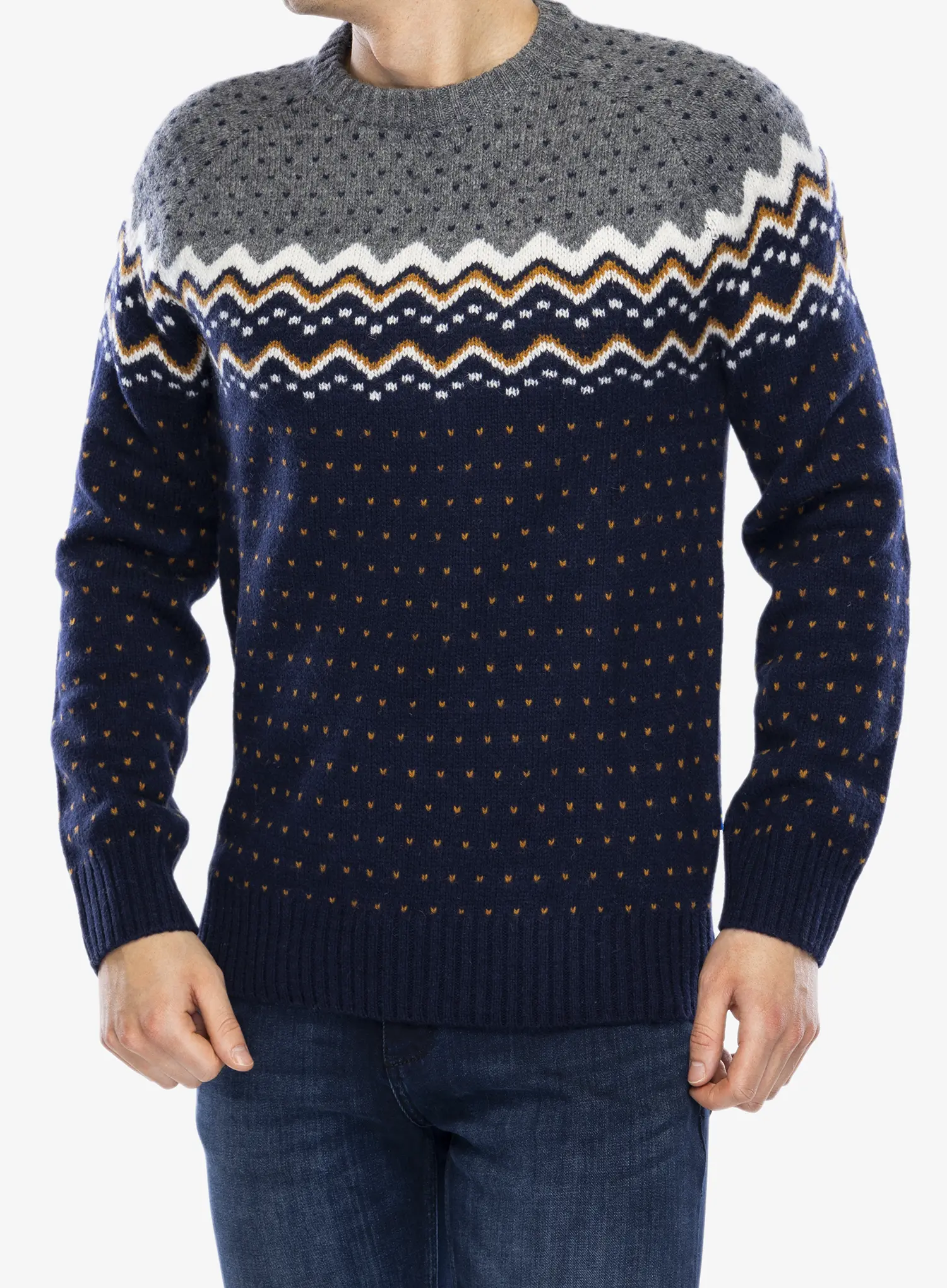 Pulover Fjallraven Ovik Knit Sweater - dark navy/navy