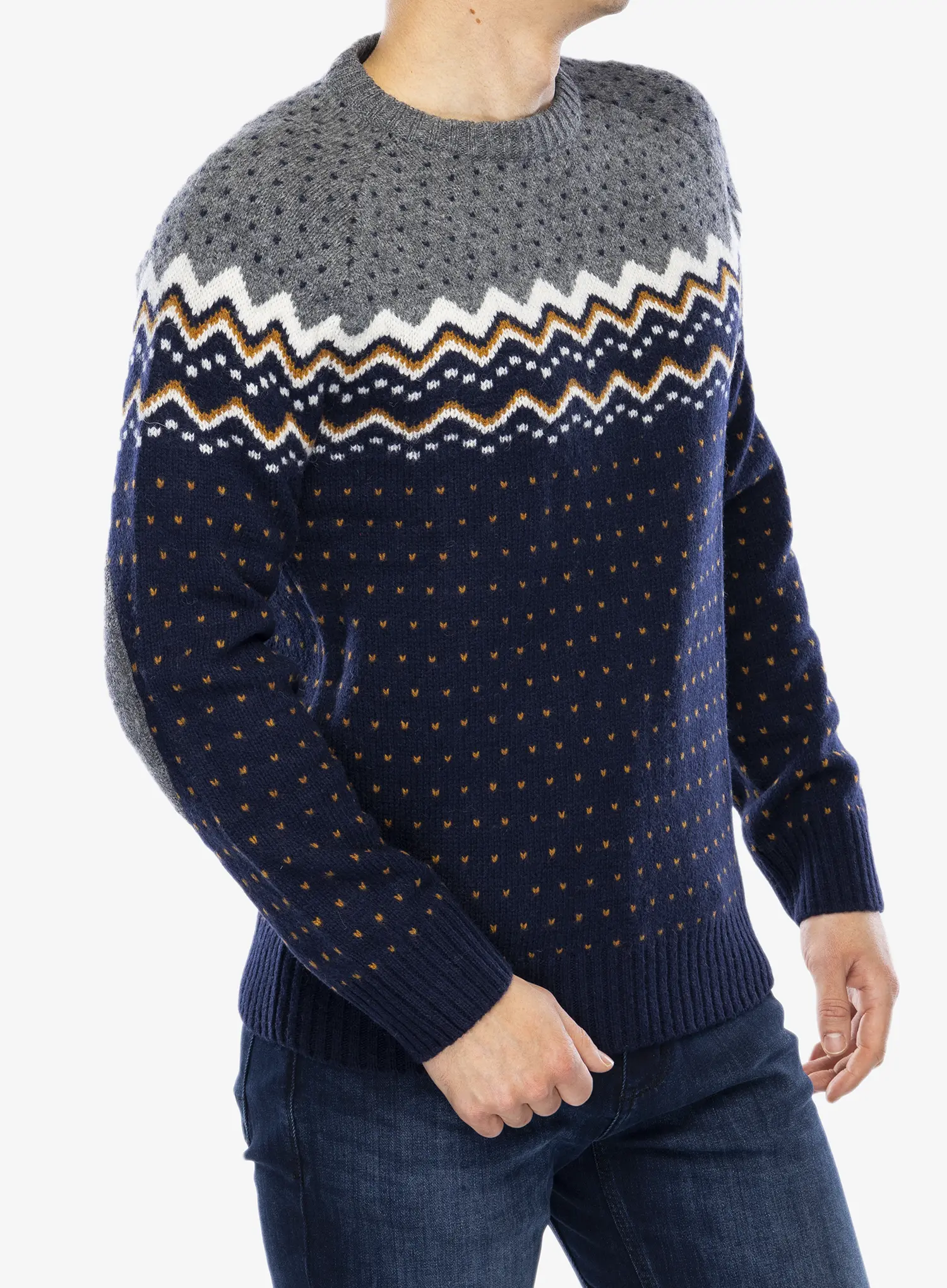 Pulover Fjallraven Ovik Knit Sweater - dark navy/navy