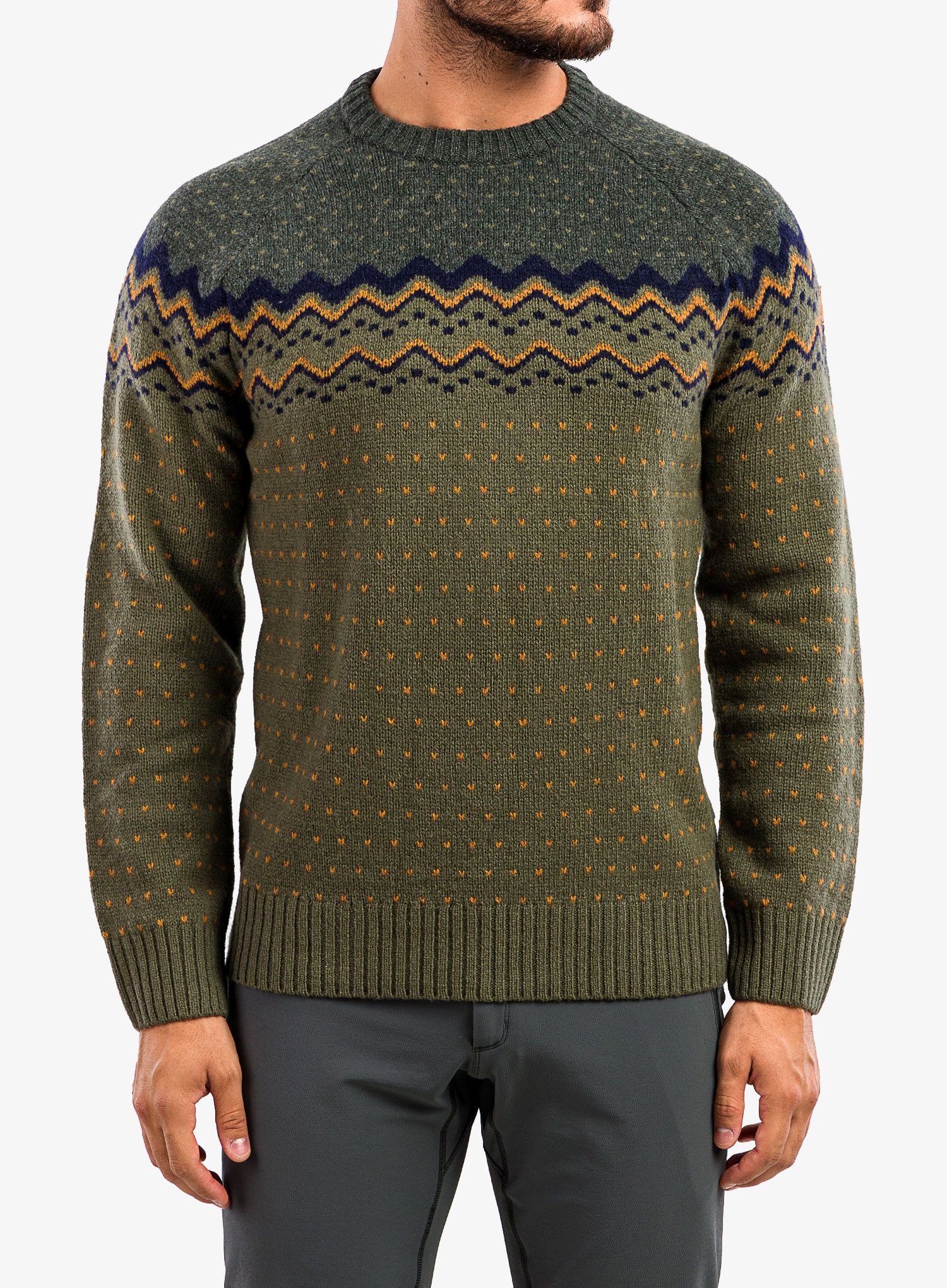 Pulover Fjallraven Ovik Knit Sweater - laurel green/deep forest