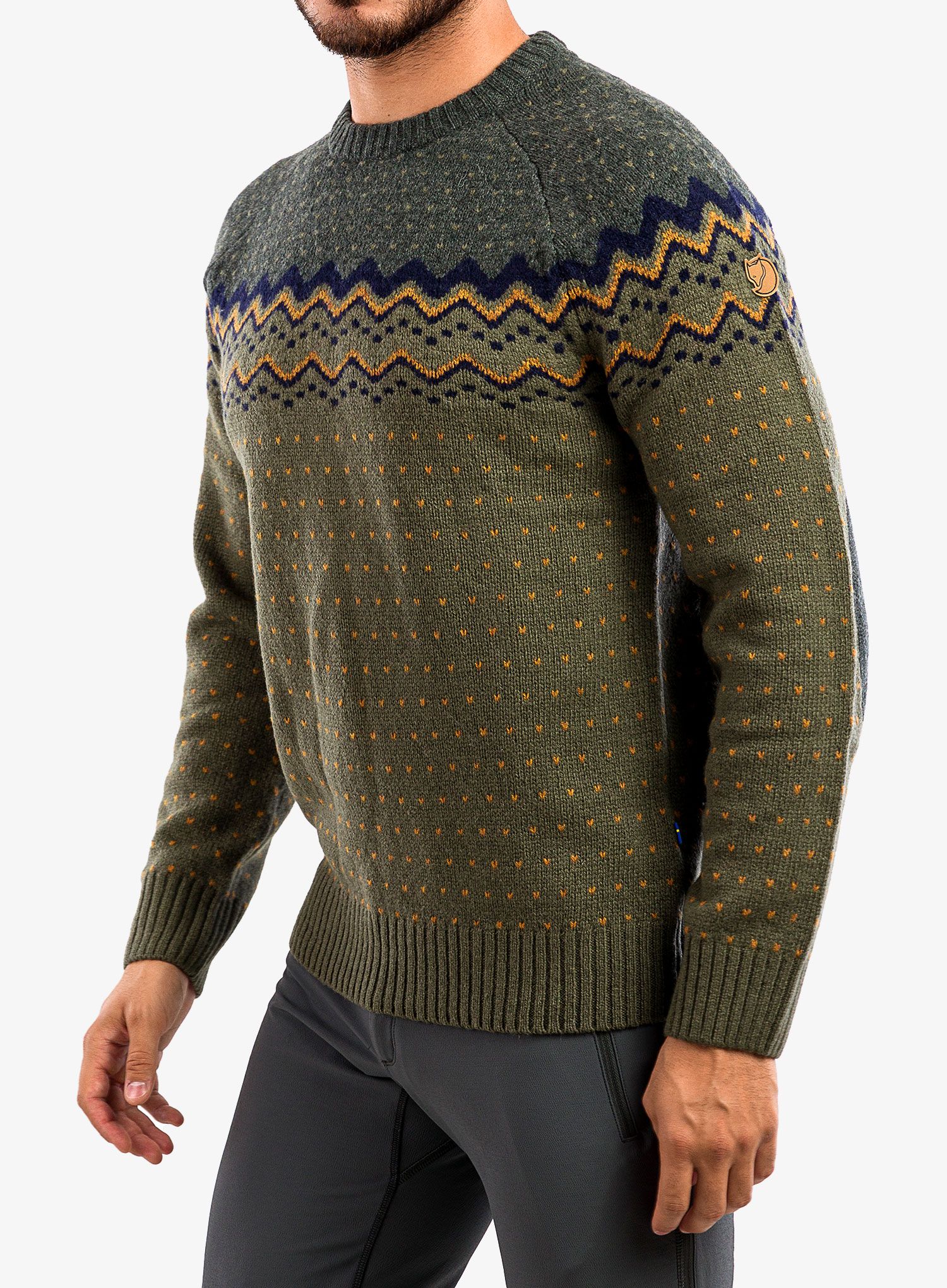 Pulover Fjallraven Ovik Knit Sweater - laurel green/deep forest