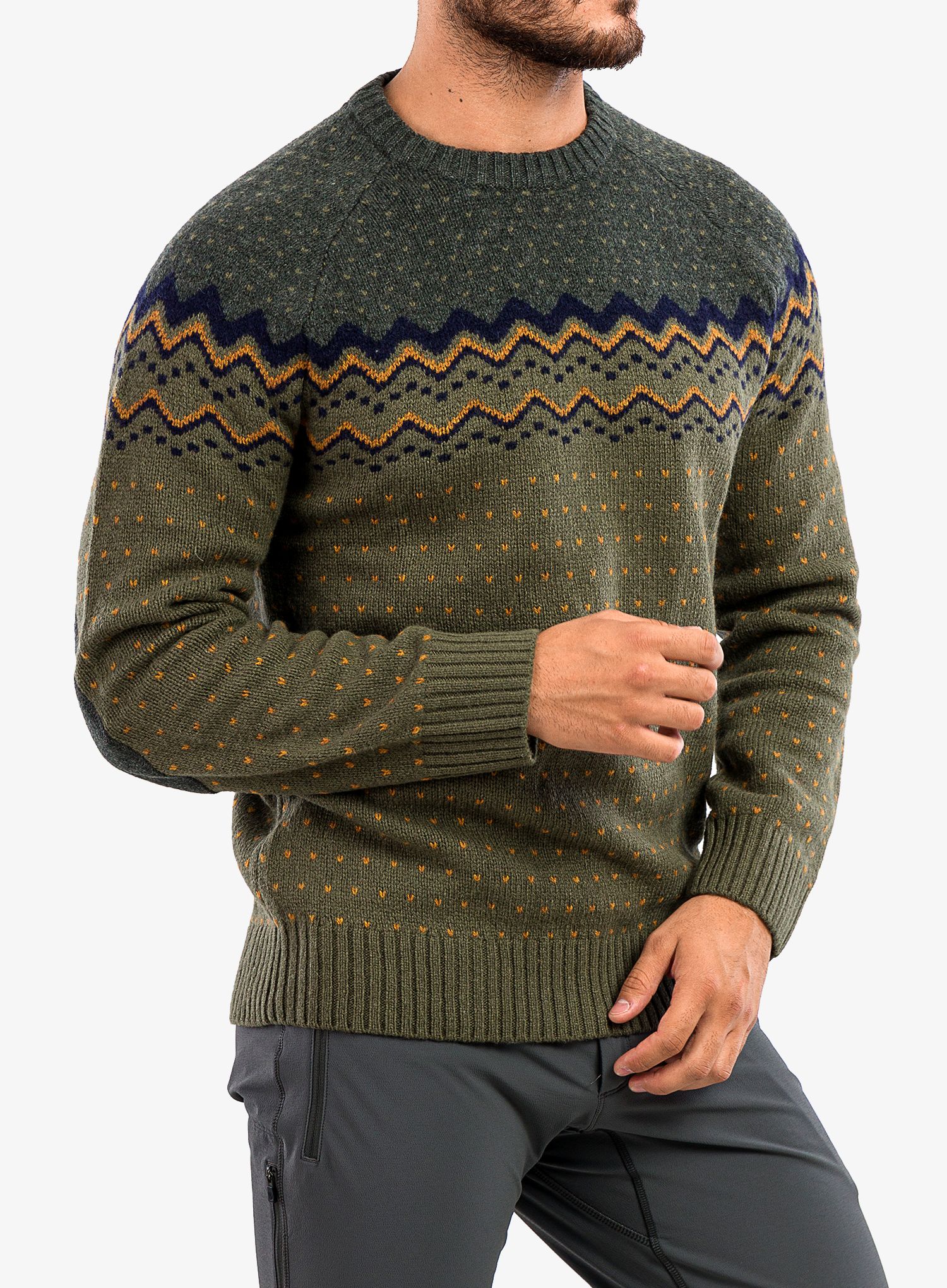 Pulover Fjallraven Ovik Knit Sweater - laurel green/deep forest