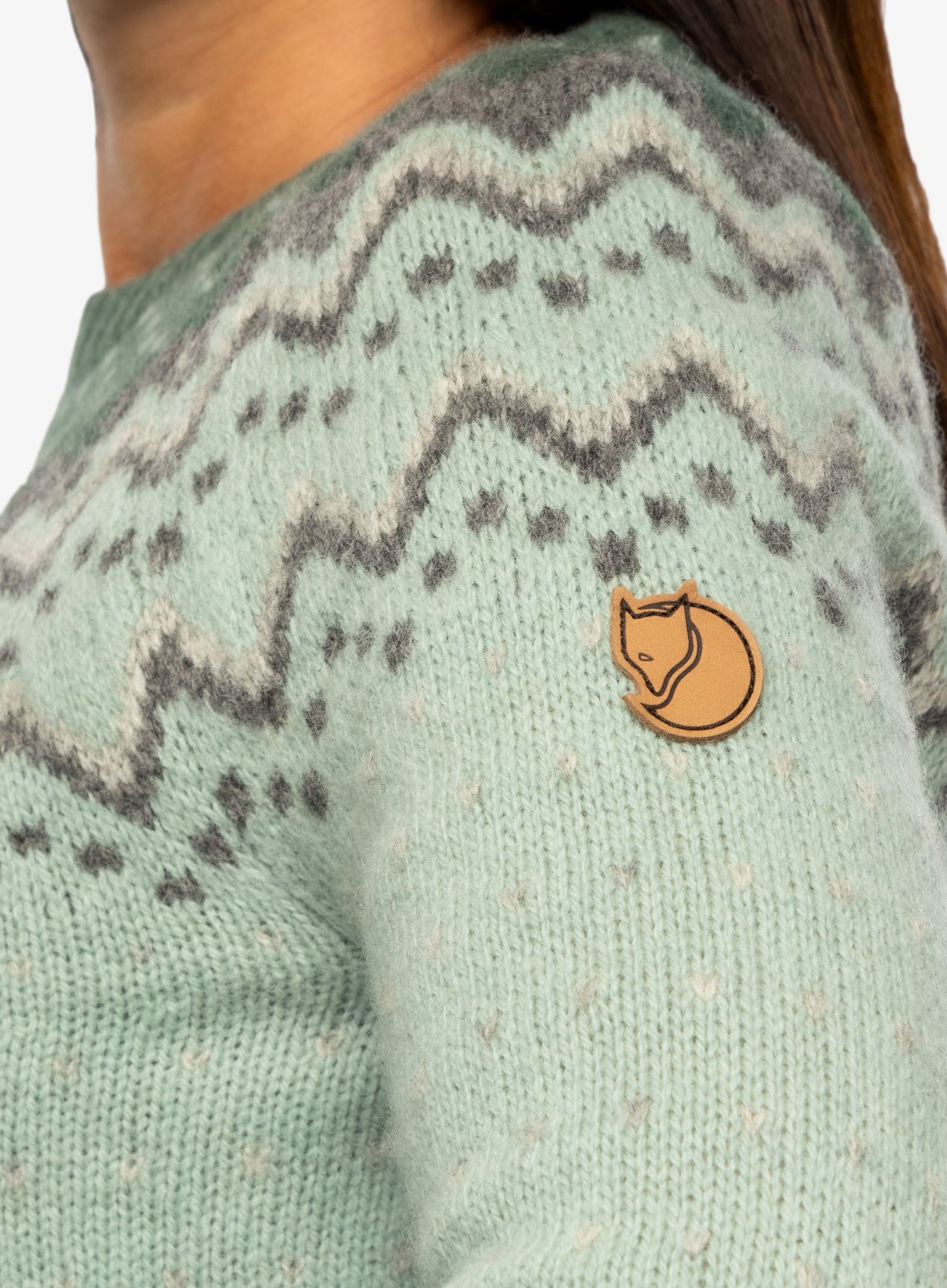 Ženski pulover Fjallraven Ovik Knit Sweater - misty green/deep patina