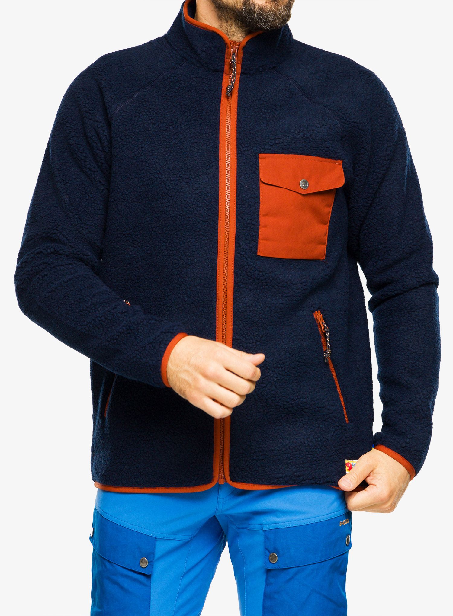 Flis Fjallraven Vardag Pile Fleece - navy/autumn leaf