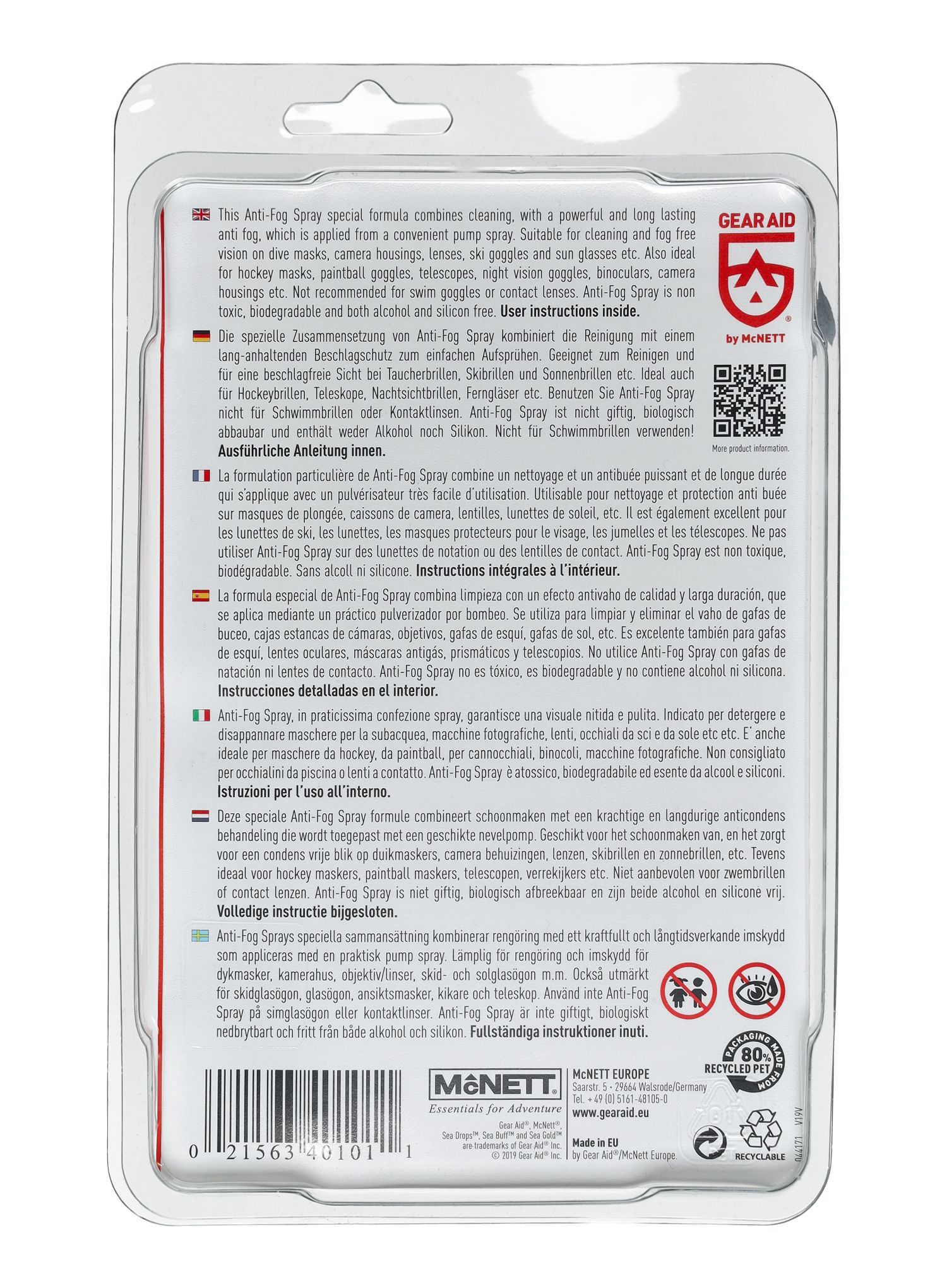 Razpršilo Gear Aid Anti-Fog Sprey