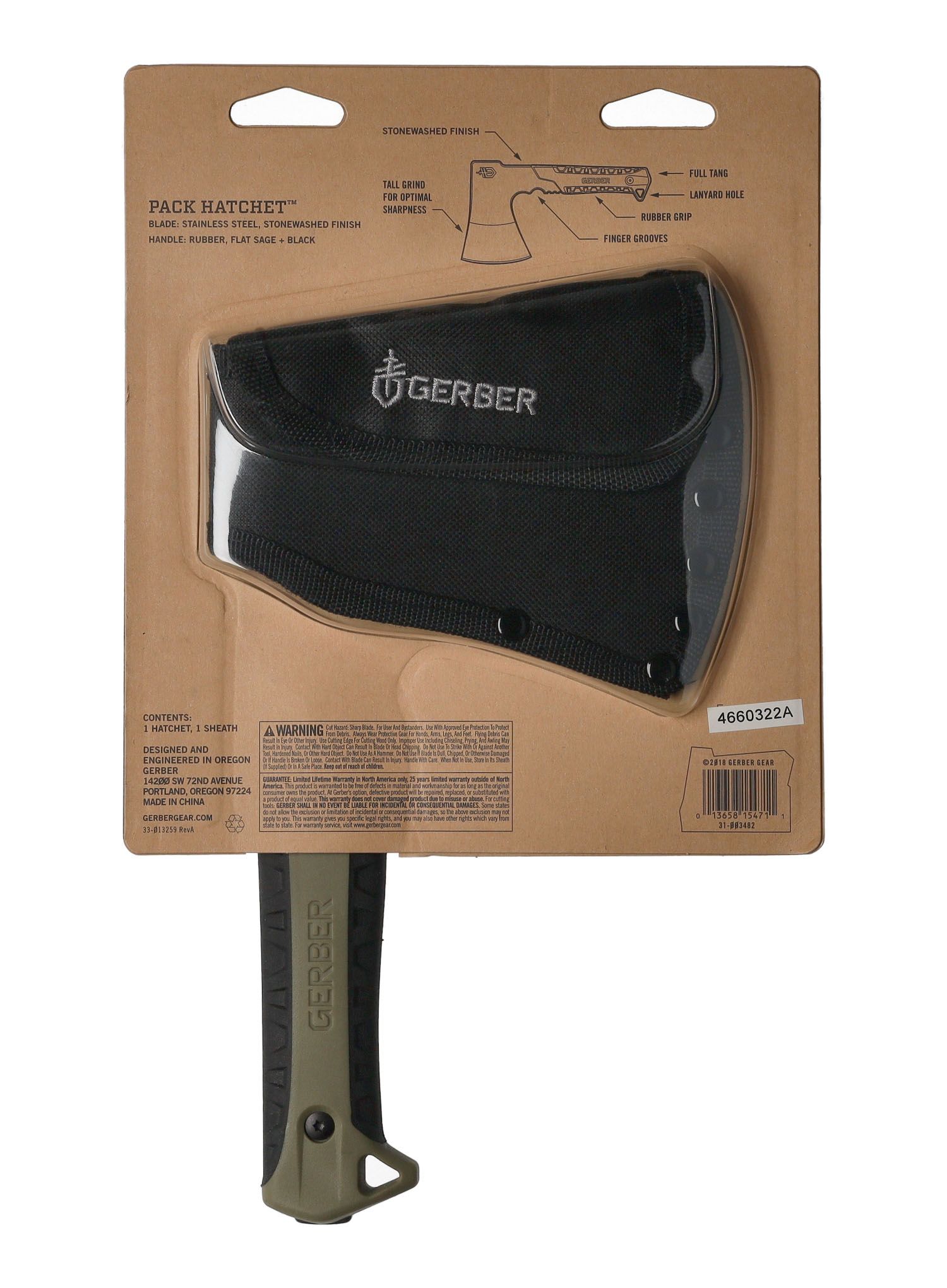 Sekira Gerber Pack Hatchet - flat sage green