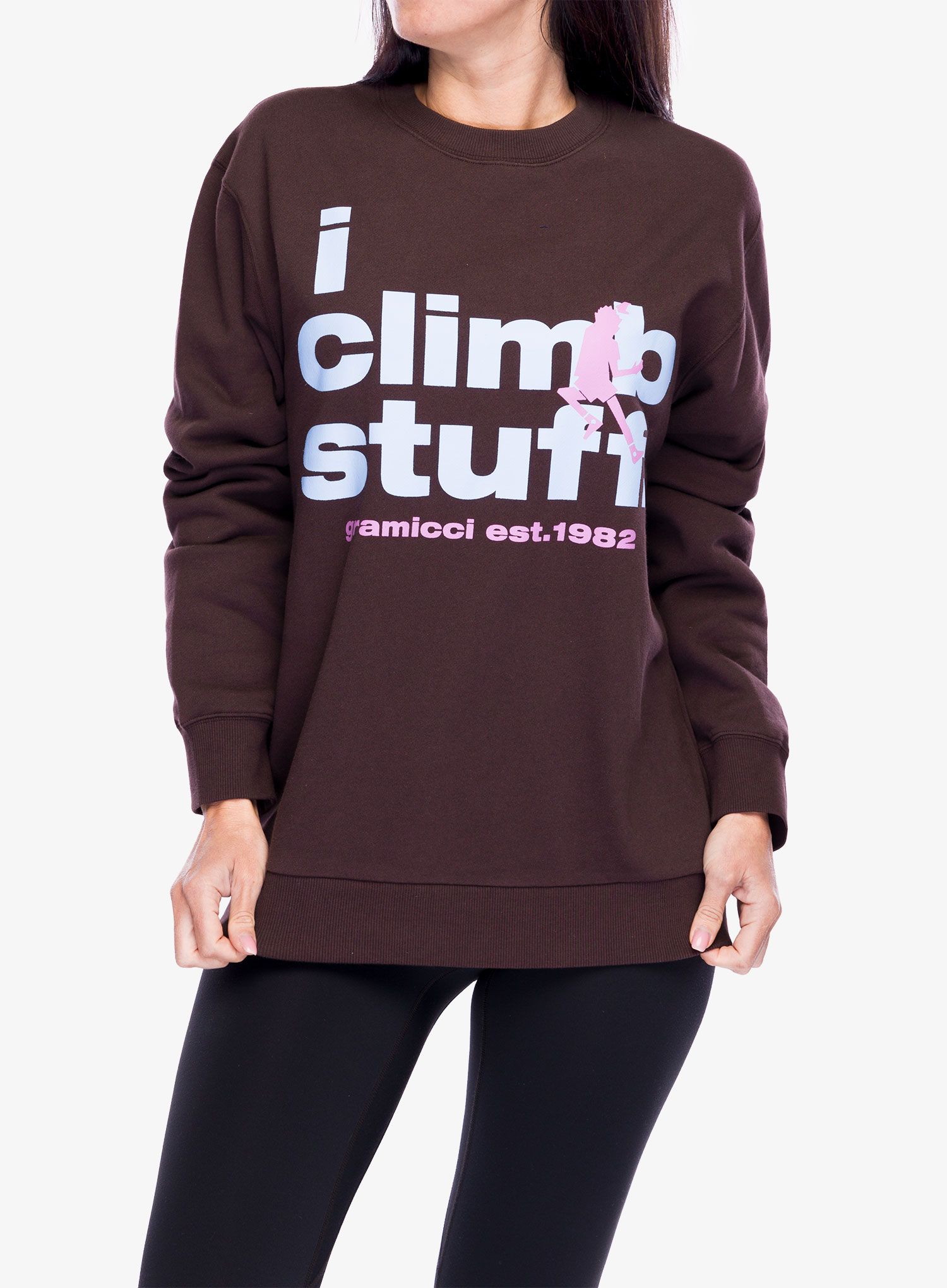 Puloverji brez kapuce Gramicci I Climb Stuff Sweatshirt - deep brown