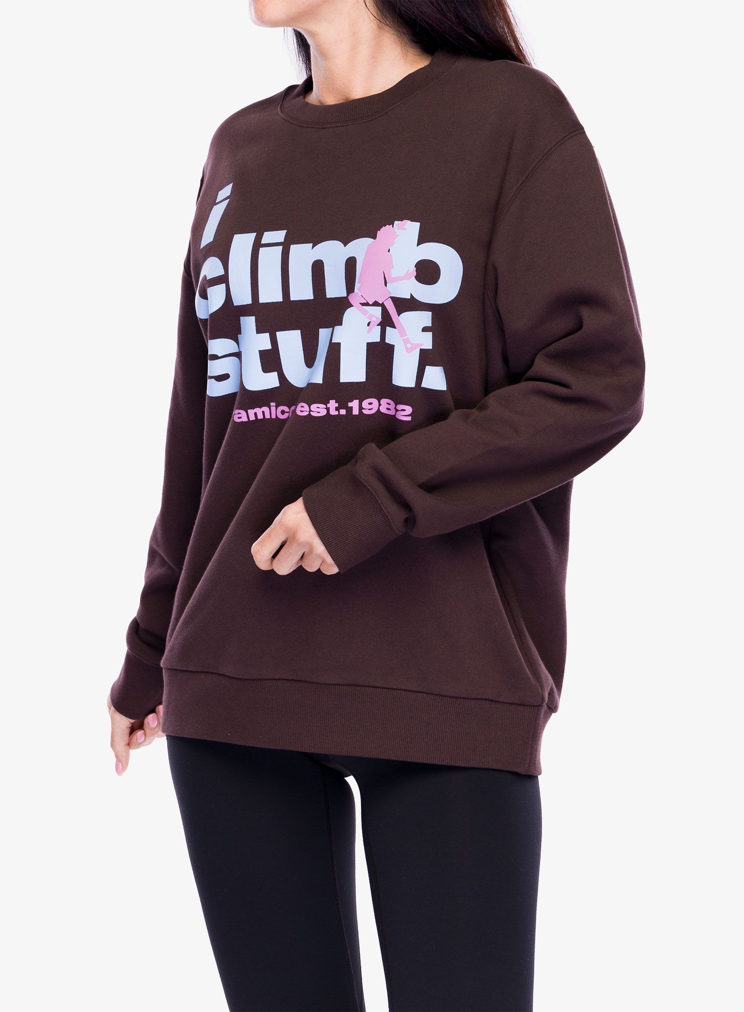 Puloverji brez kapuce Gramicci I Climb Stuff Sweatshirt - deep brown