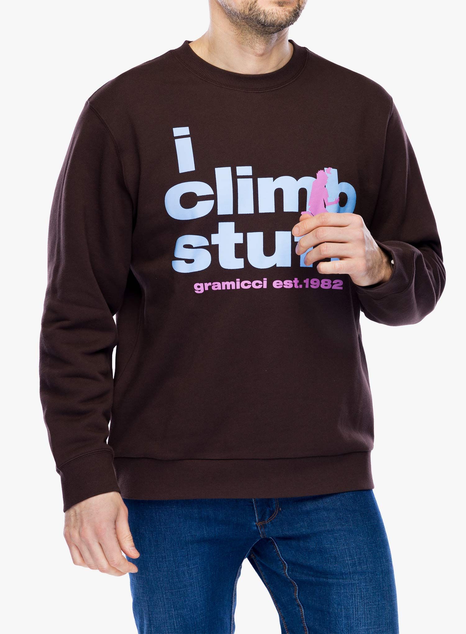 Puloverji brez kapuce Gramicci I Climb Stuff Sweatshirt - deep brown