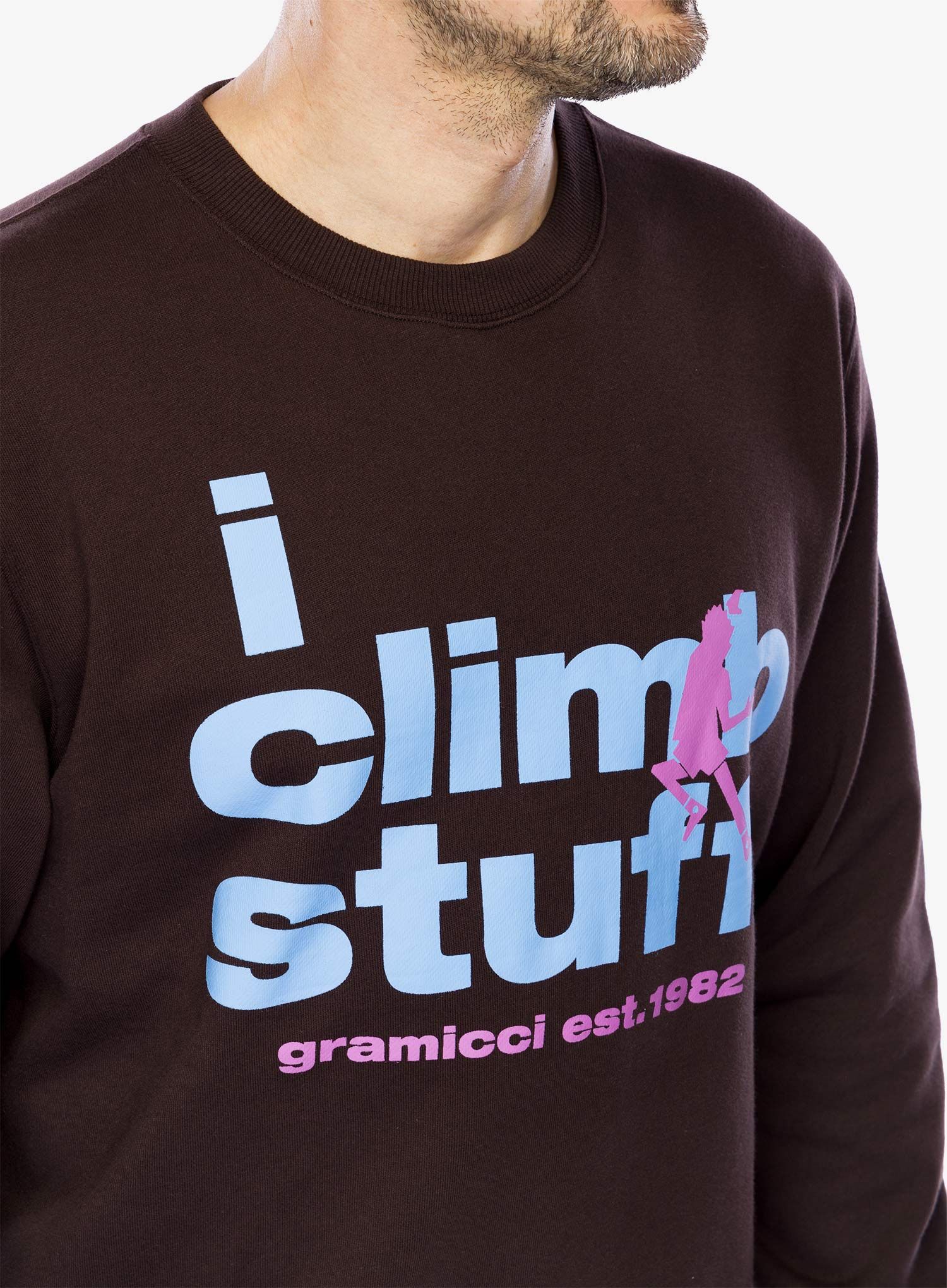 Puloverji brez kapuce Gramicci I Climb Stuff Sweatshirt - deep brown