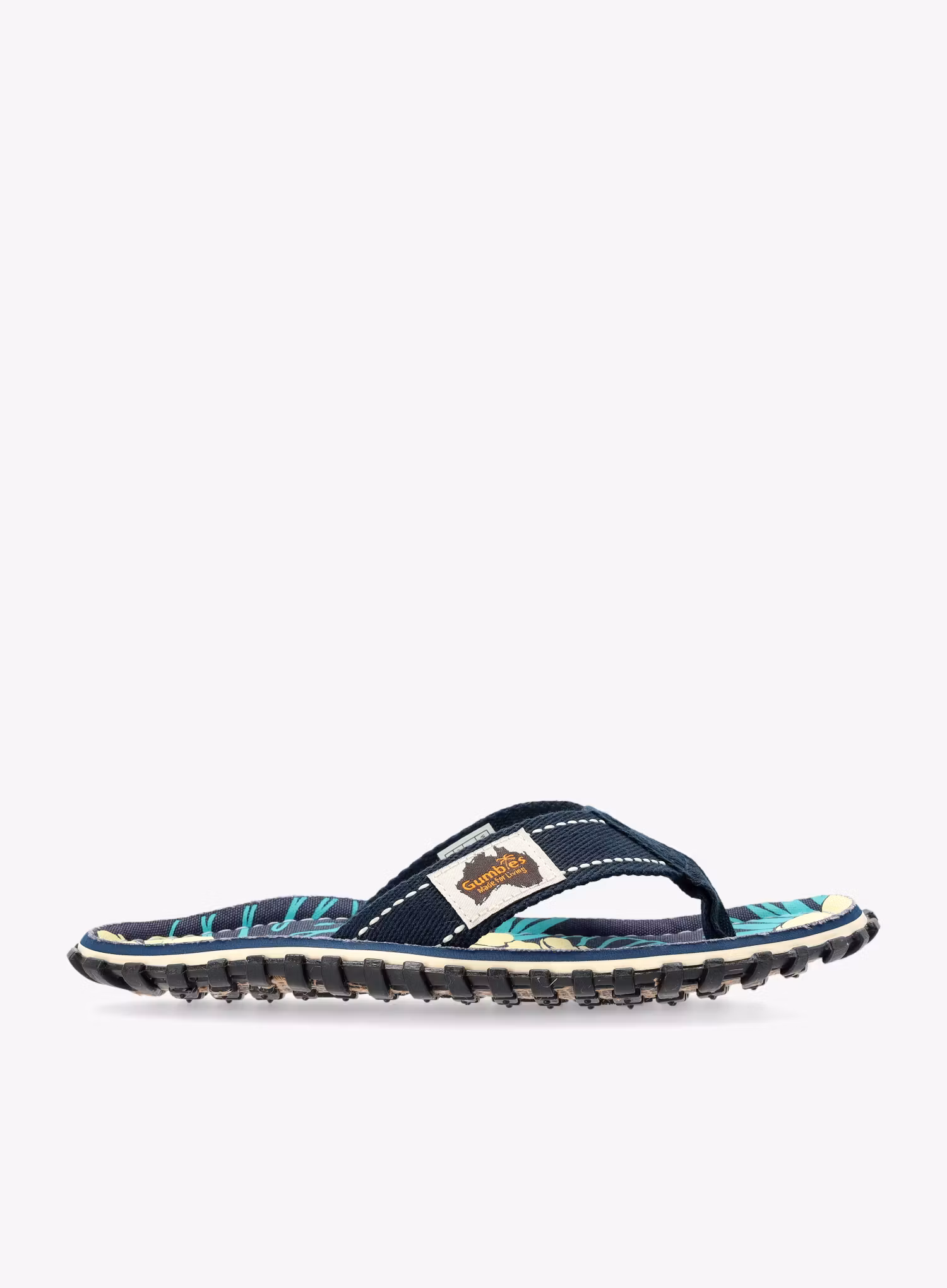 Japonke Gumbies Islander Canvas Flip-Flops - blue hibiscus
