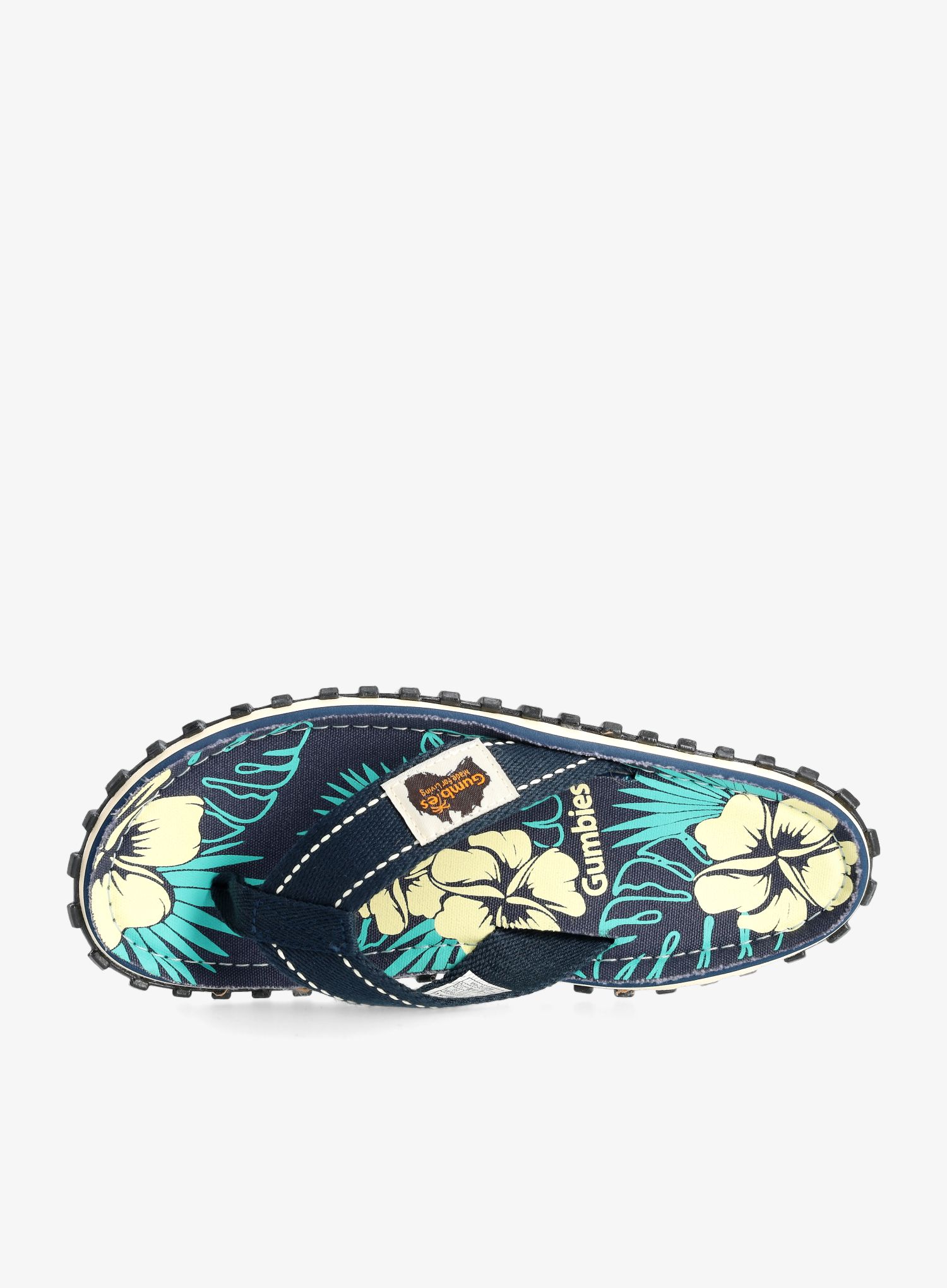 Japonke Gumbies Islander Canvas Flip-Flops - blue hibiscus