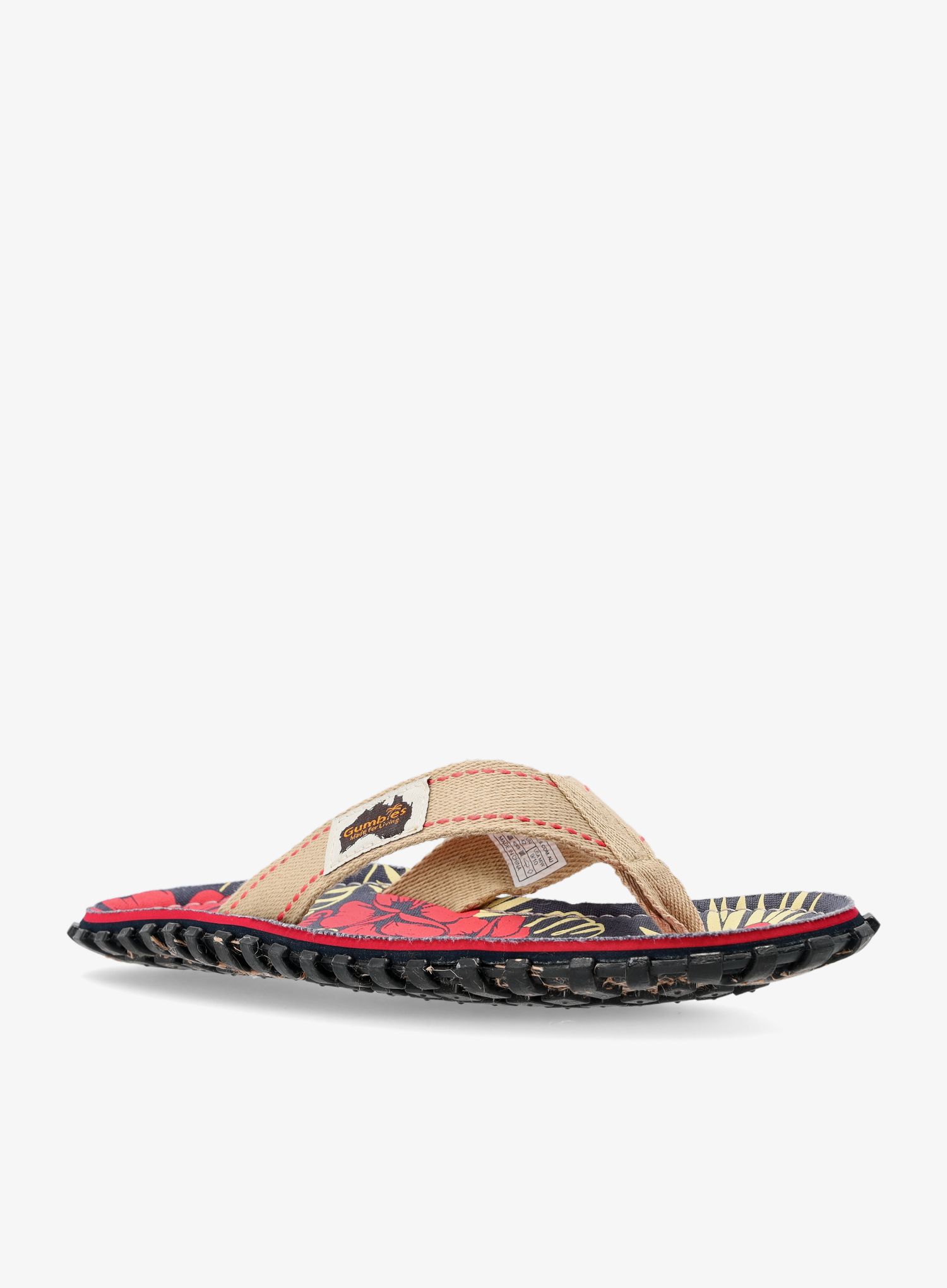 Japonke Gumbies Islander Canvas Flip-Flops - denim hibiscus