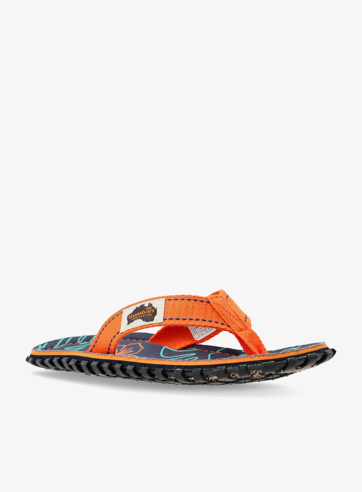 Japonke Gumbies Islander Canvas Flip-Flops - orange hibiscus