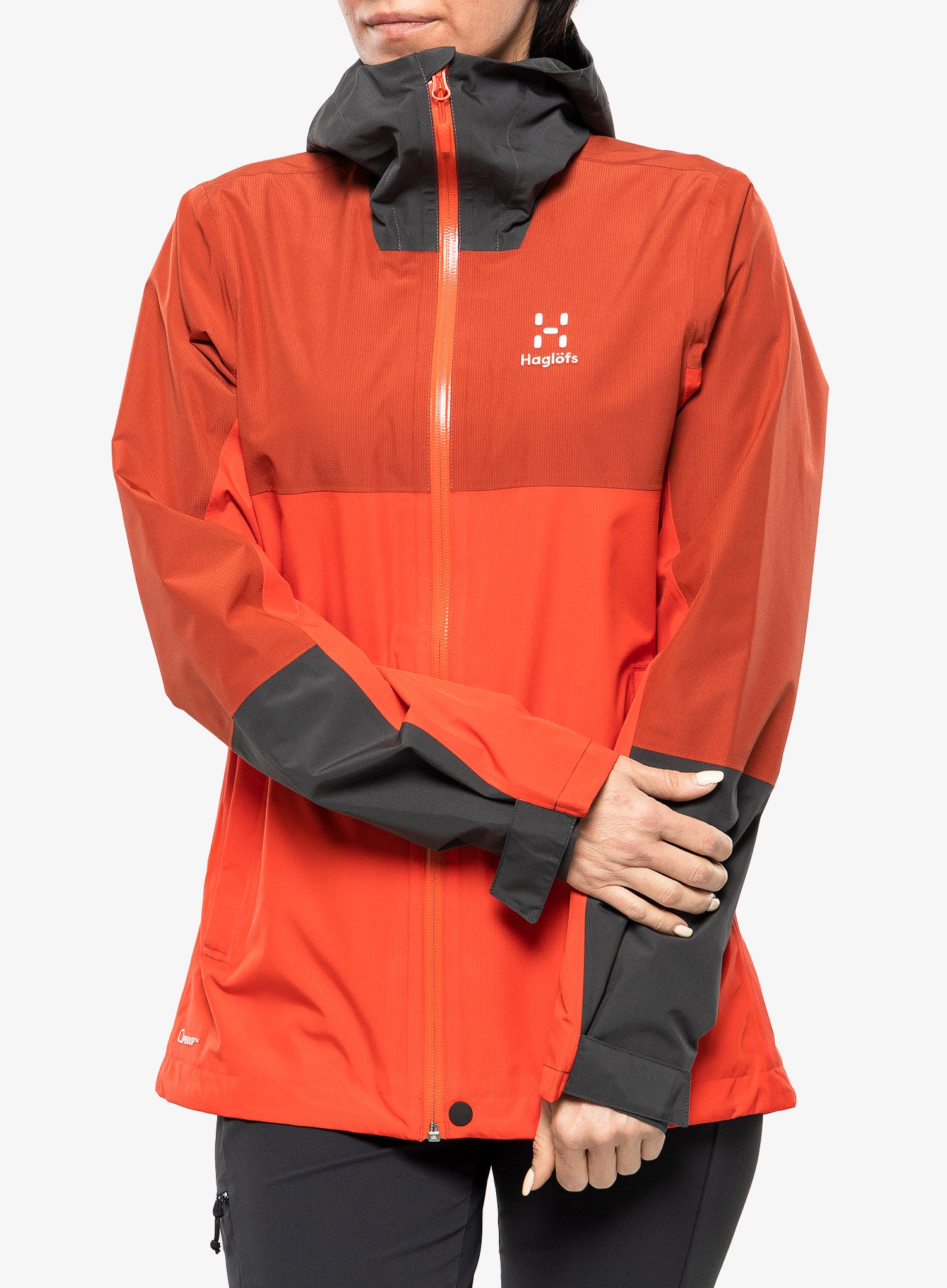 Ženska nepremočljiva jakna Haglofs Finch Proof Jacket - poppy red/corrosion
