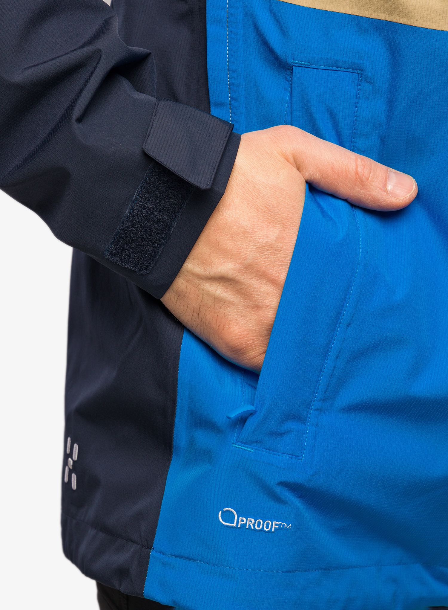 Moška dežna jakna Haglofs Finch Proof Jacket - sand/tarn blue
