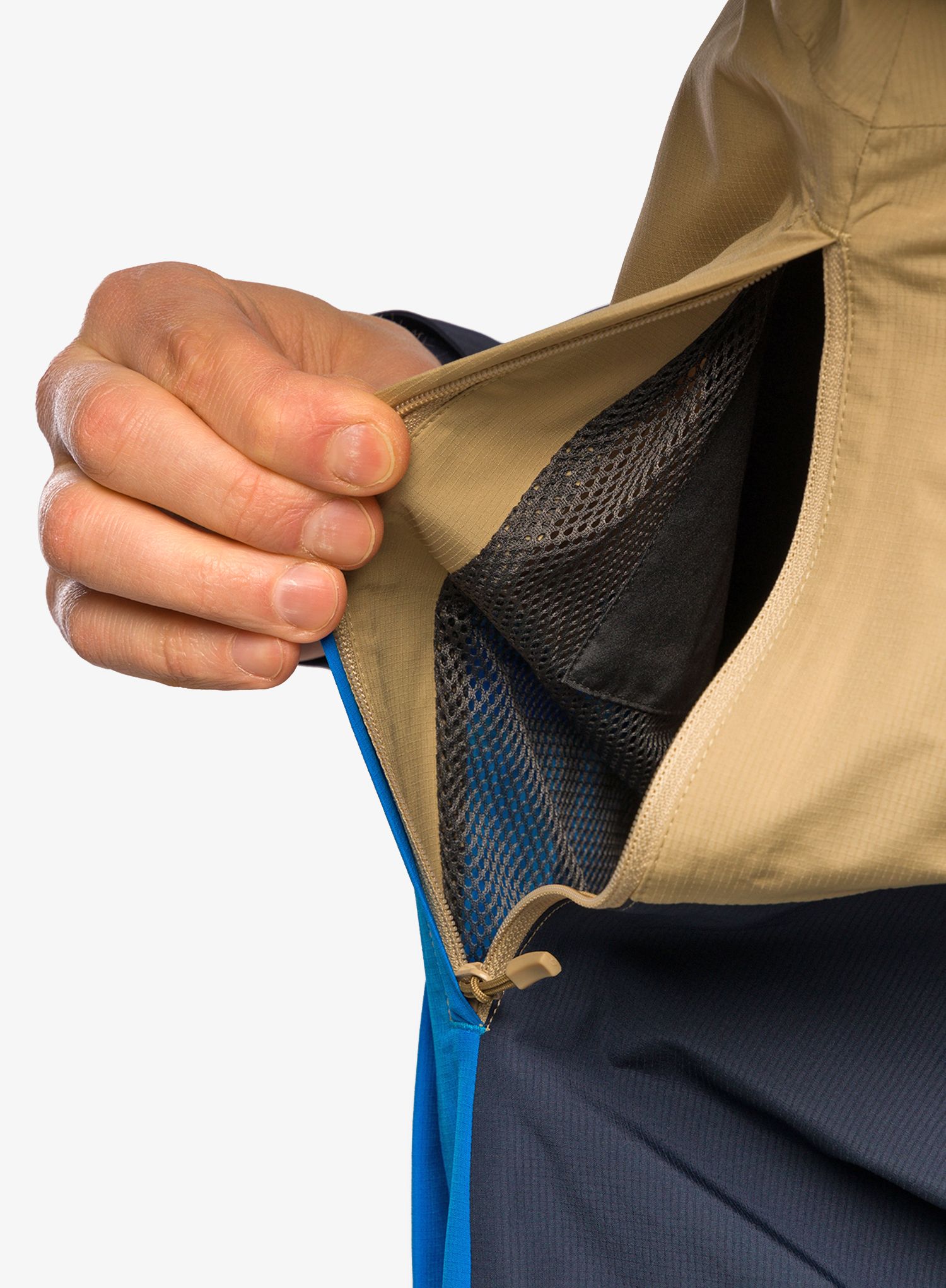 Moška dežna jakna Haglofs Finch Proof Jacket - sand/tarn blue