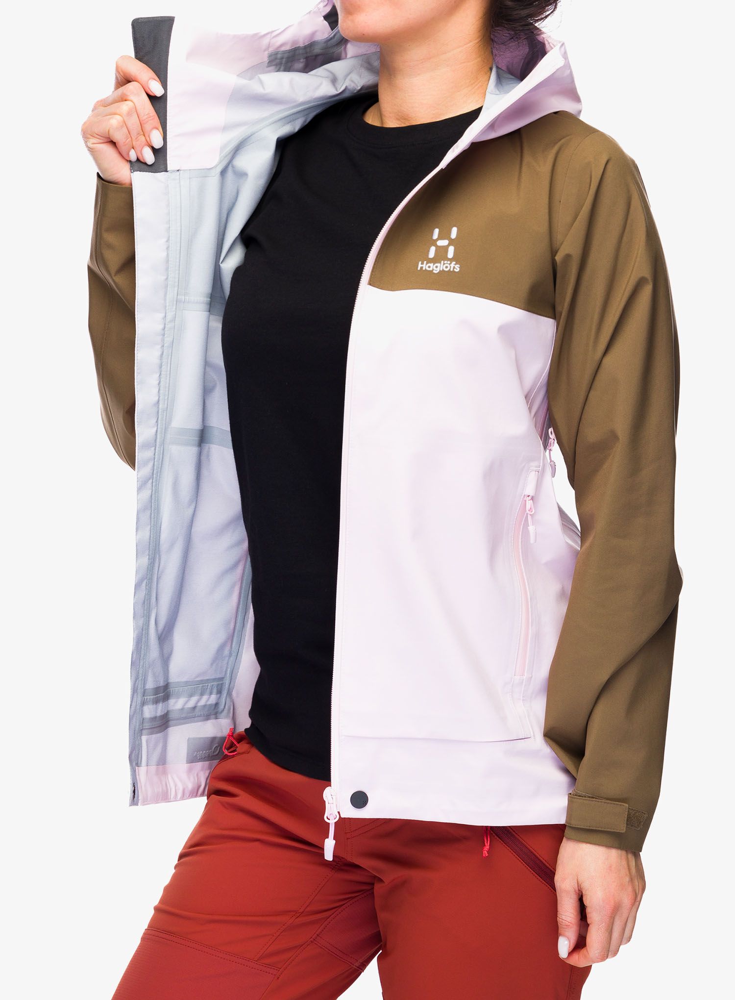 Ženska hardshell jakna Haglofs Front Proof Jacket - fresh pink/teak brown