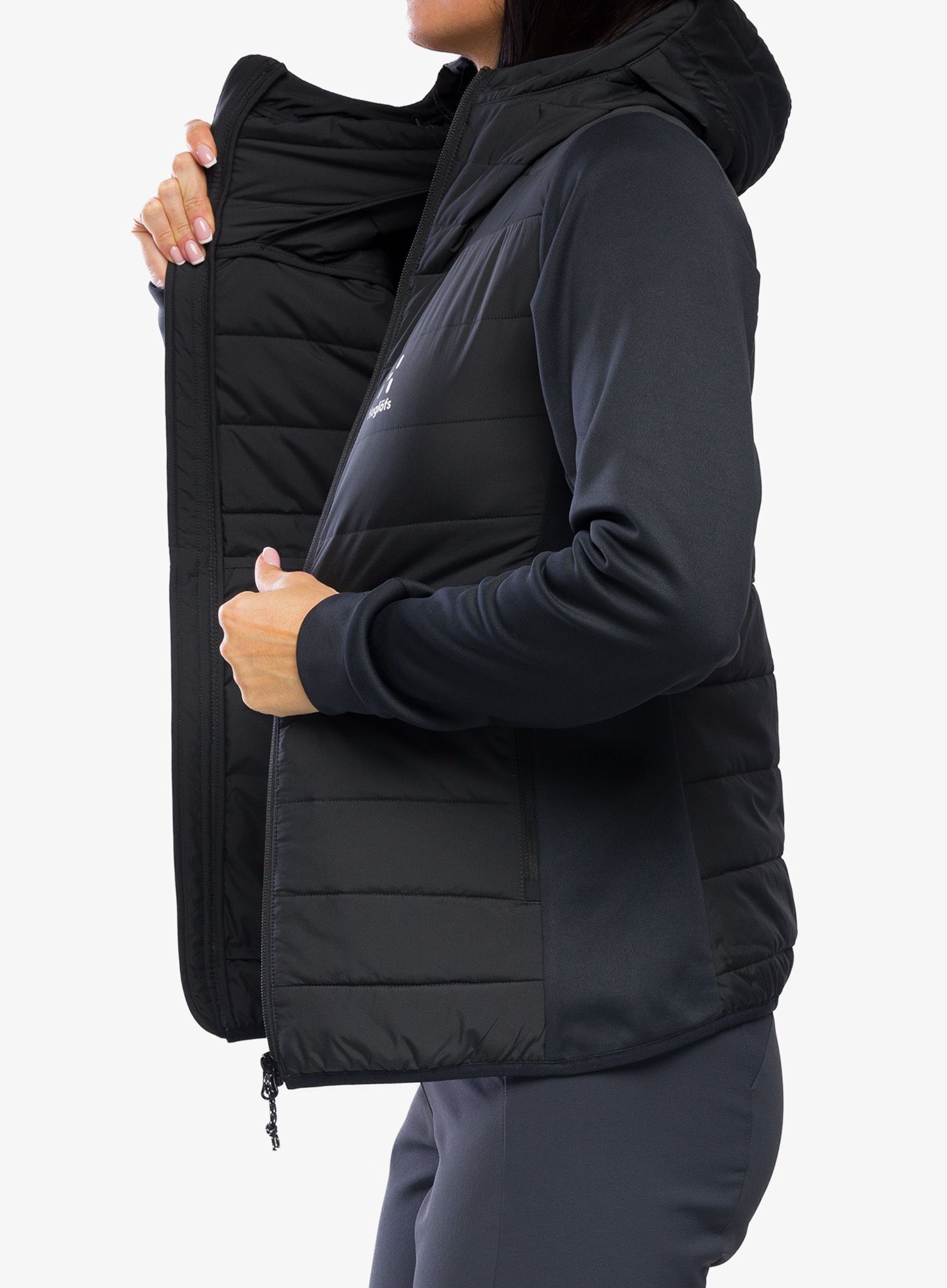 Ženska jakna Haglofs Hybrid Insulation Hood - true black