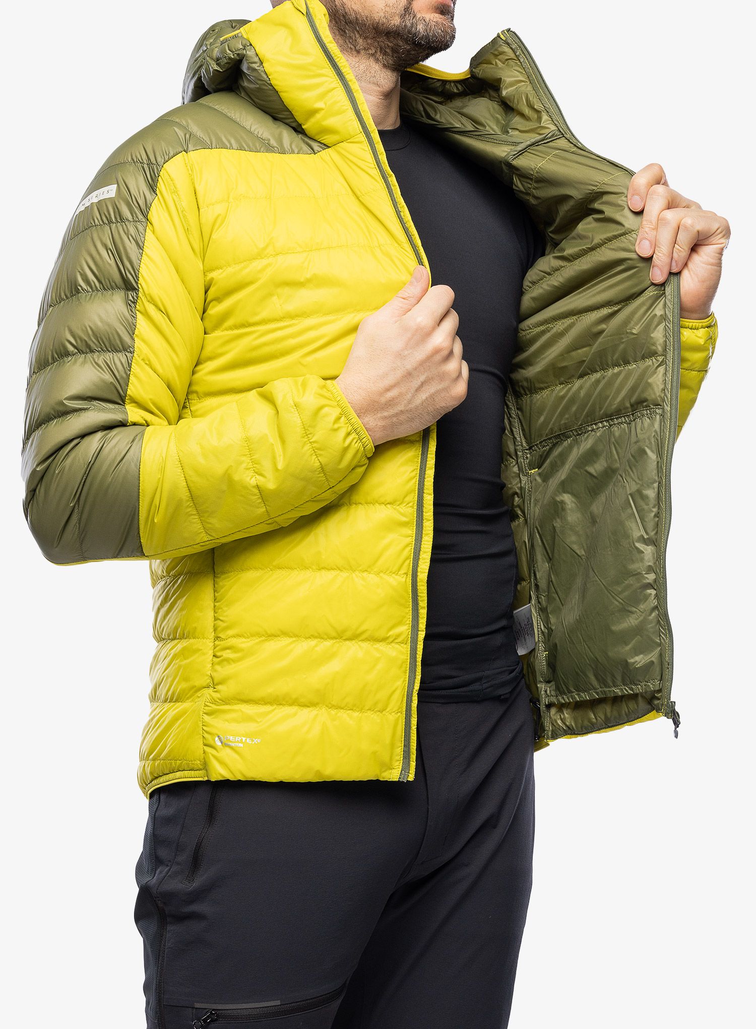 Puhovka Haglofs L.I.M Down Hood - aurora/olive green