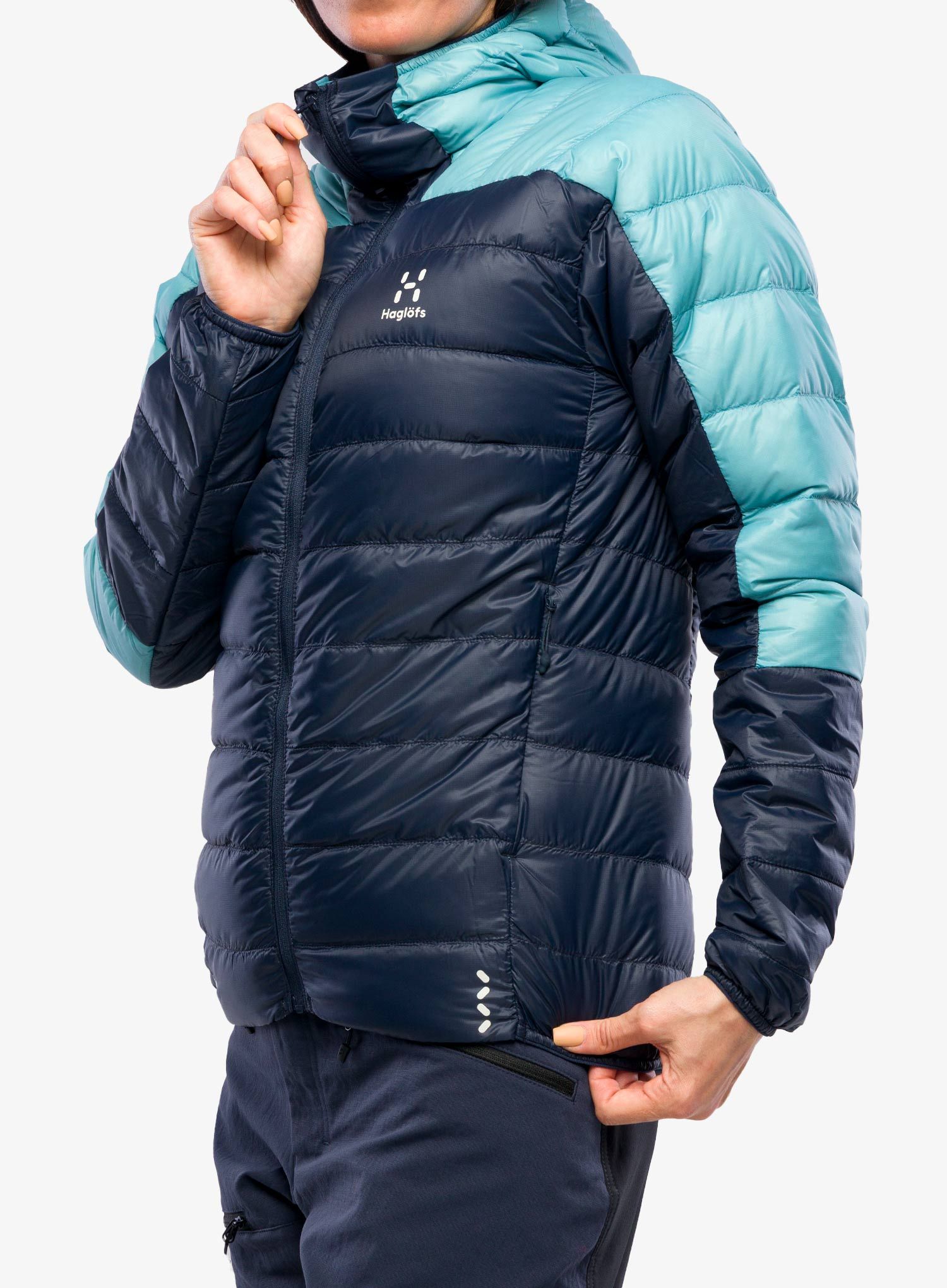 Ženska puhovka Haglofs L.I.M Down Hood - tarn blue/frost blue