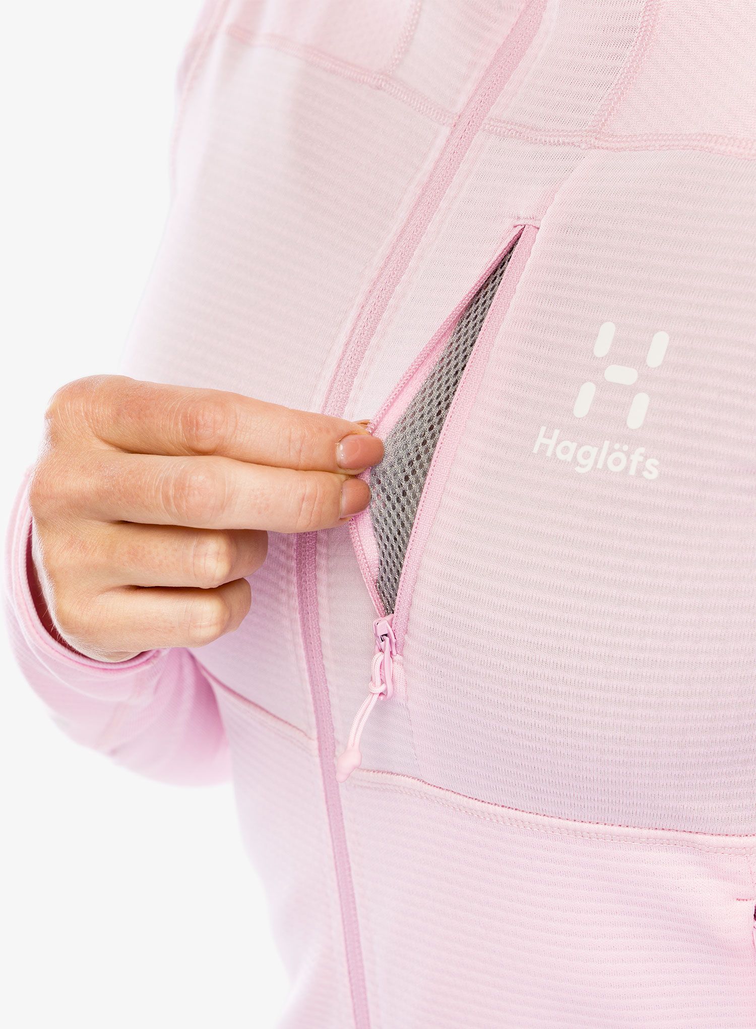Ženska jopa s kapuco Haglofs L.I.M Mid Fast Hood - fresh pink
